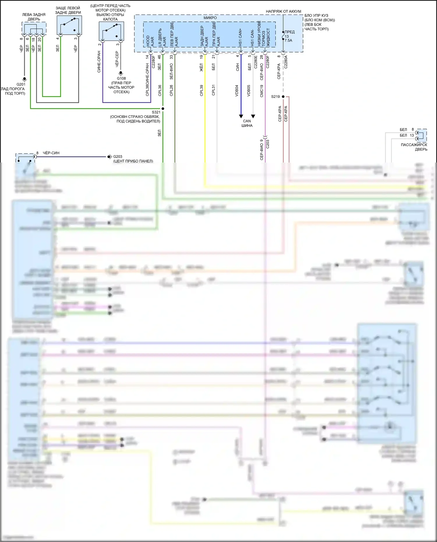 Bronco Ford VI (2020-2024): Электросхема приборной панели (1 из 2) 