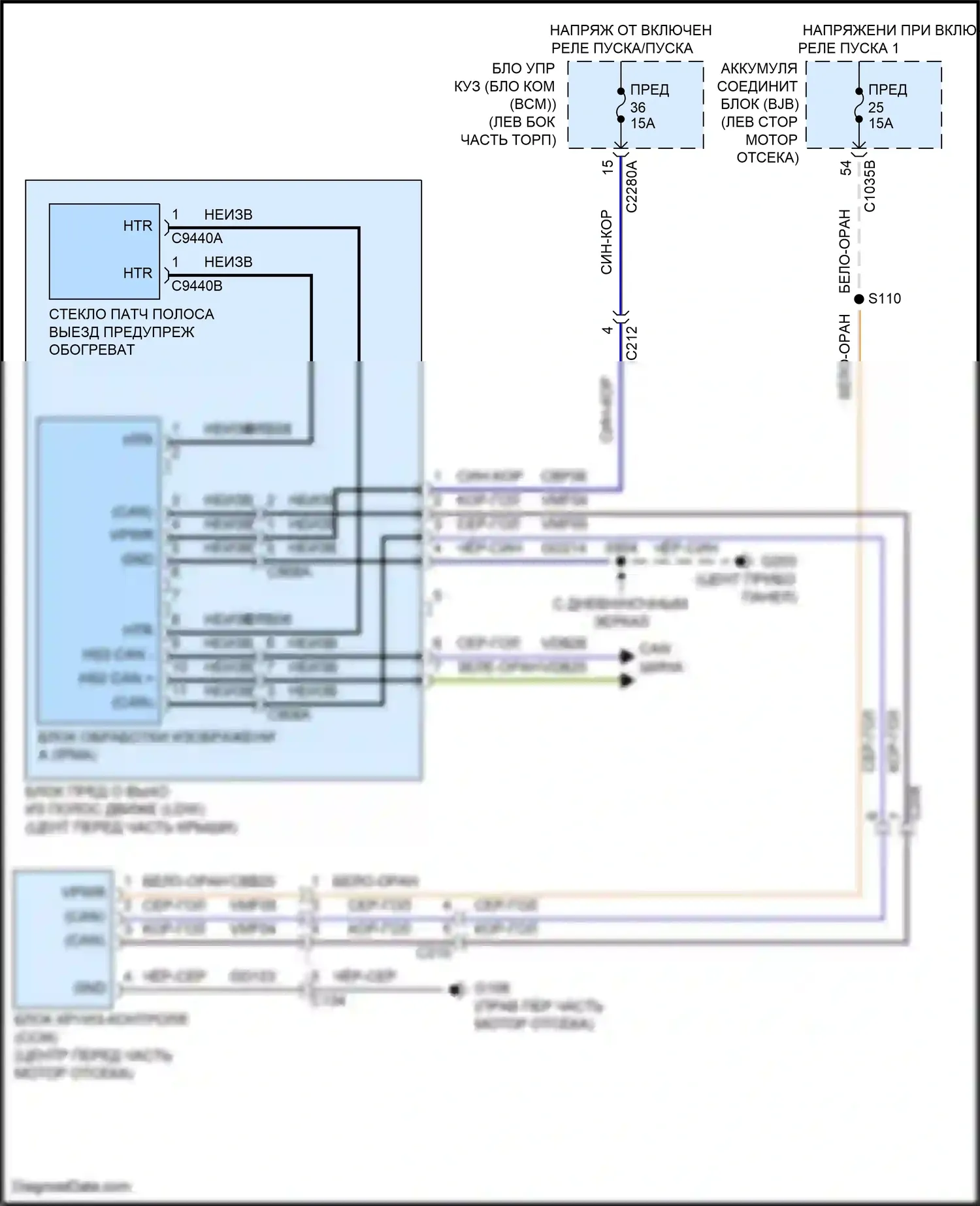 Bronco Ford VI (2020-2024): Электросхема сигнализации о выезде с полосы движения 
