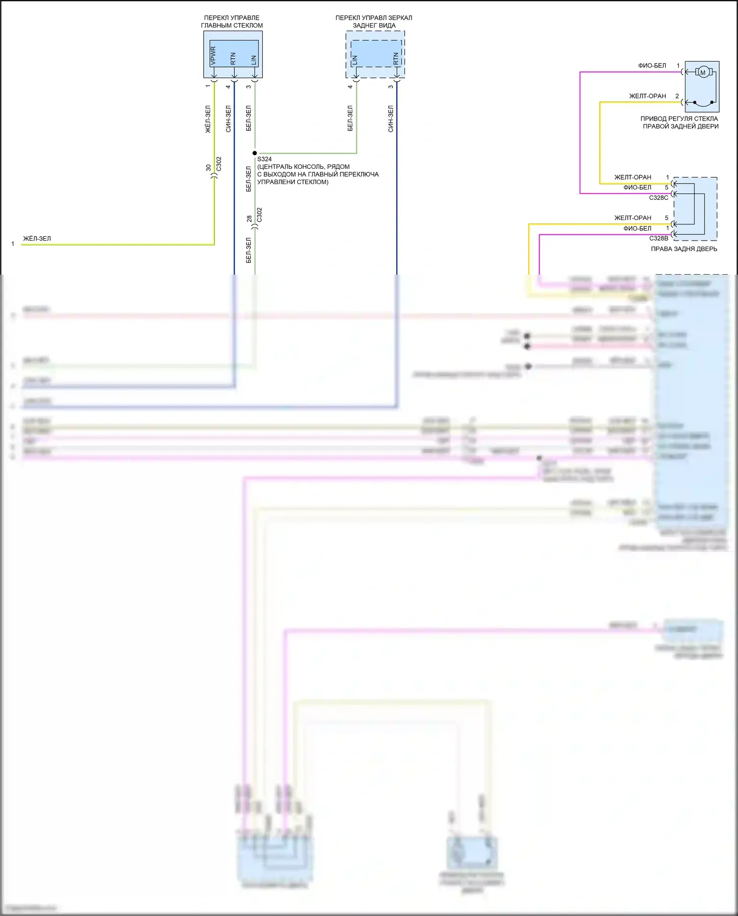 Bronco Ford VI (2020-2024): Электросхема стеклоподъемников (2 из 2) 