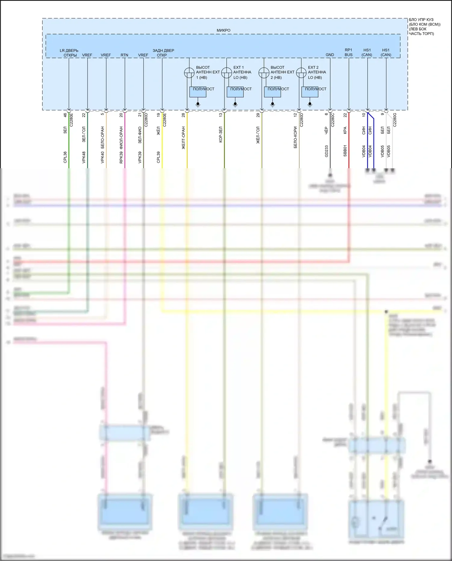 Bronco Ford VI (2020-2024): Электросхема центрального замка (4 из 5) 
