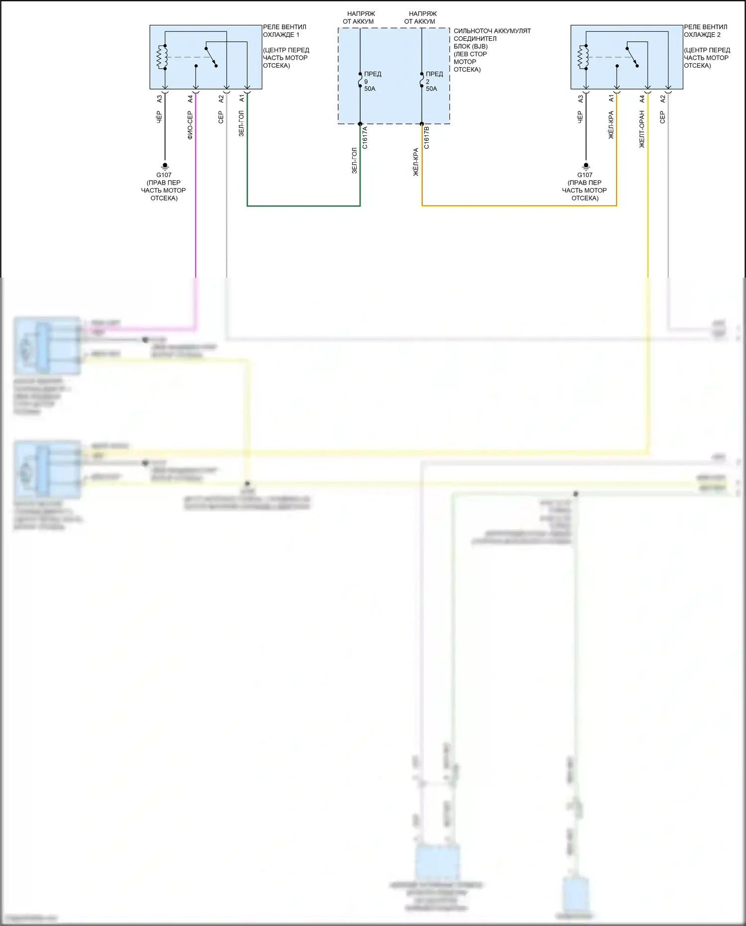 Bronco Ford VI (2020-2024): Электросхема вентилятора охлаждения (1 из 2) 