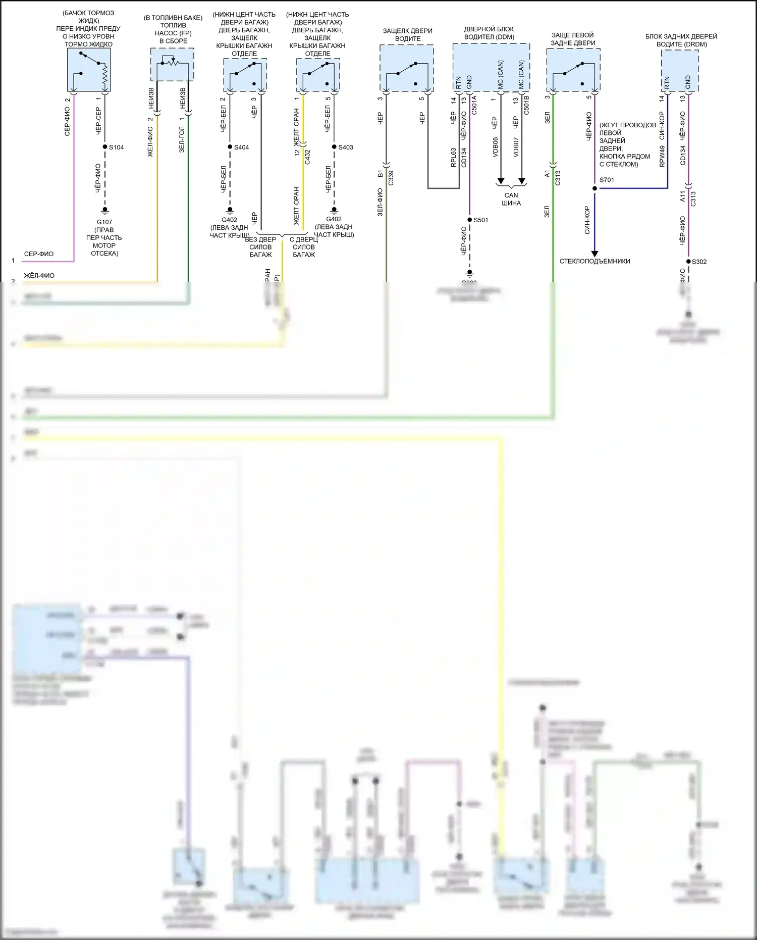 C-MAX Ford II рестайлинг (2015-2019): Электросхема приборной панели (2 из 2) 
