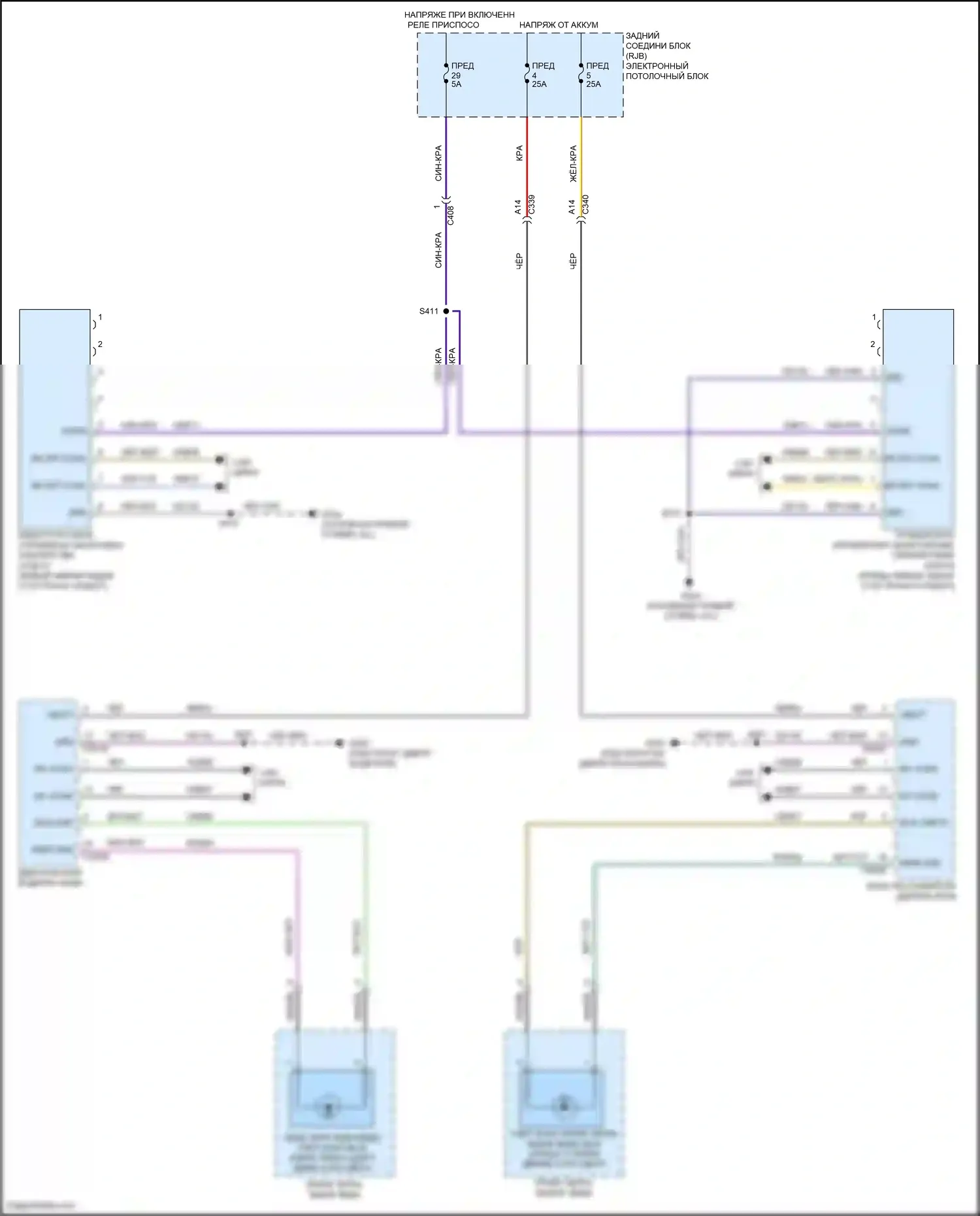 C-MAX Ford II рестайлинг (2015-2019): Электросхема информационной системы в слепой зоне 