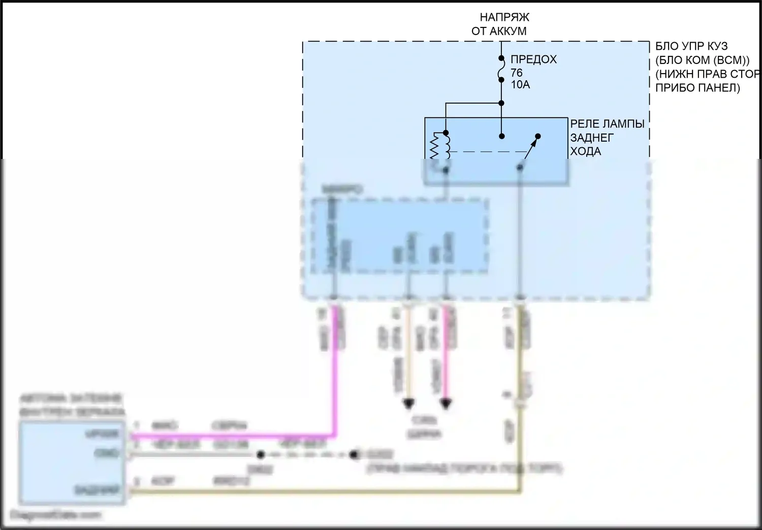 C-MAX Ford II рестайлинг (2015-2019): Электросхема электрохромного зеркала 