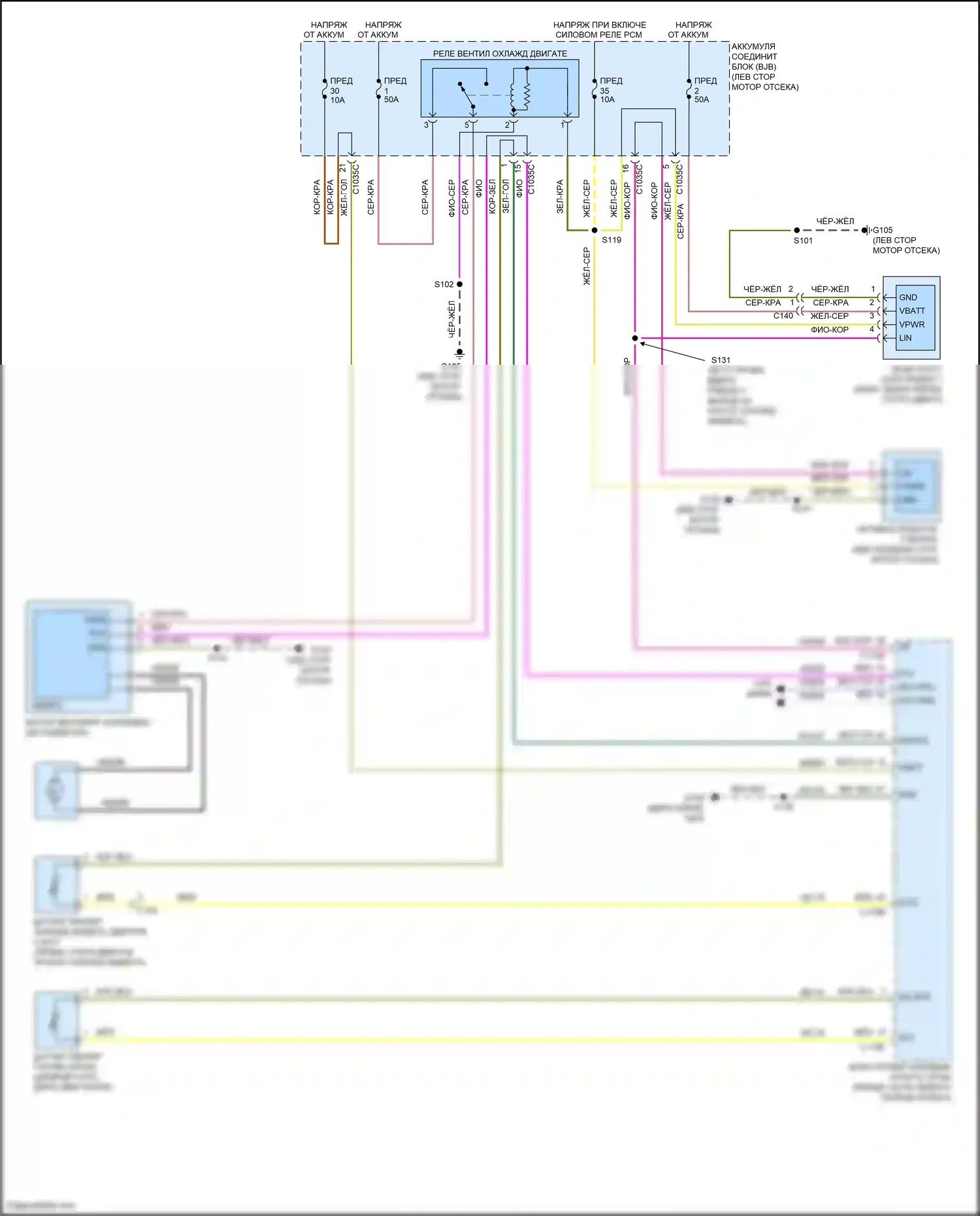 C-MAX Ford II рестайлинг (2015-2019): Электросхема вентилятора охлаждения 