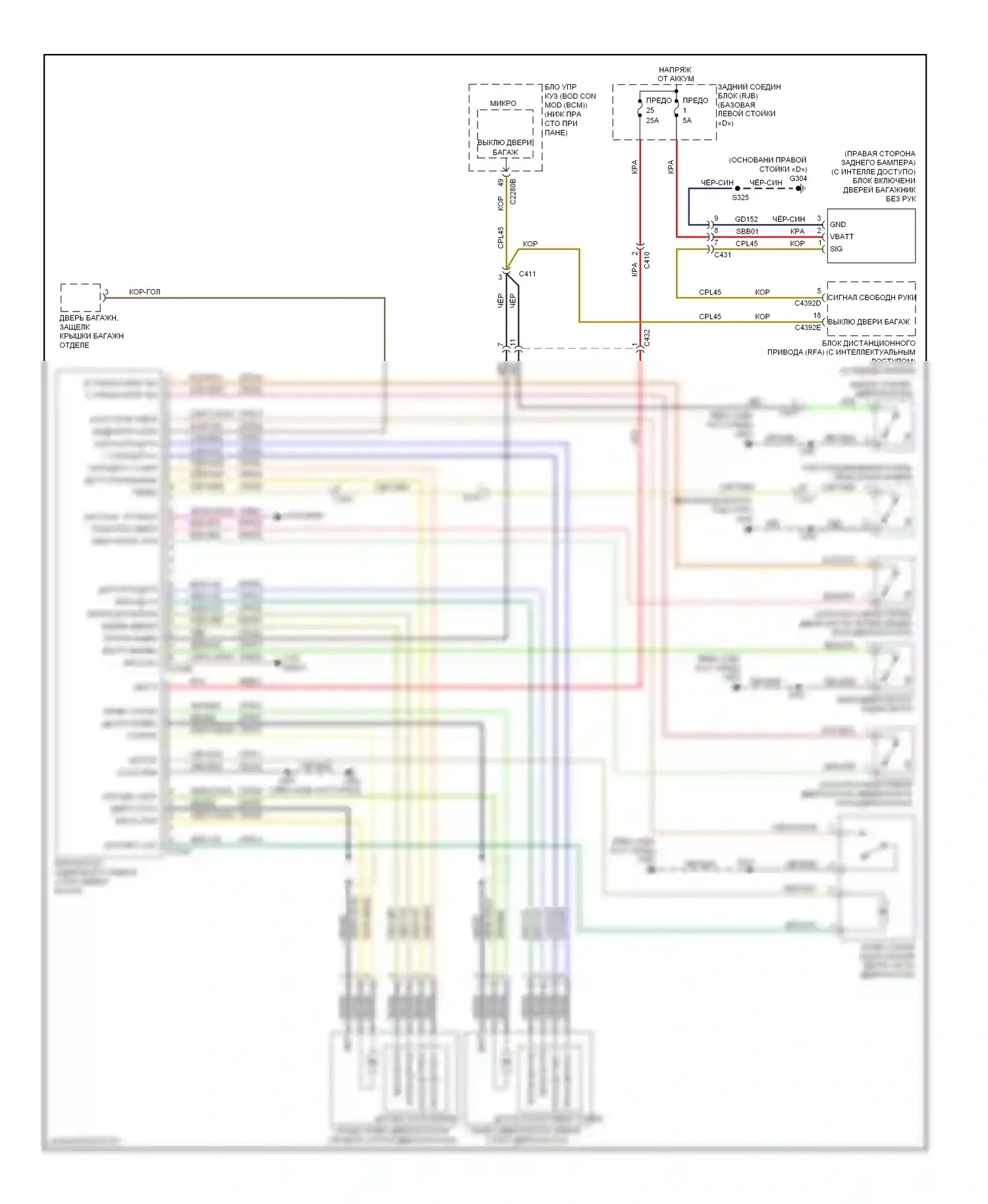 C-MAX Ford II (2010-2015): Электросхема двери силового багажника 
