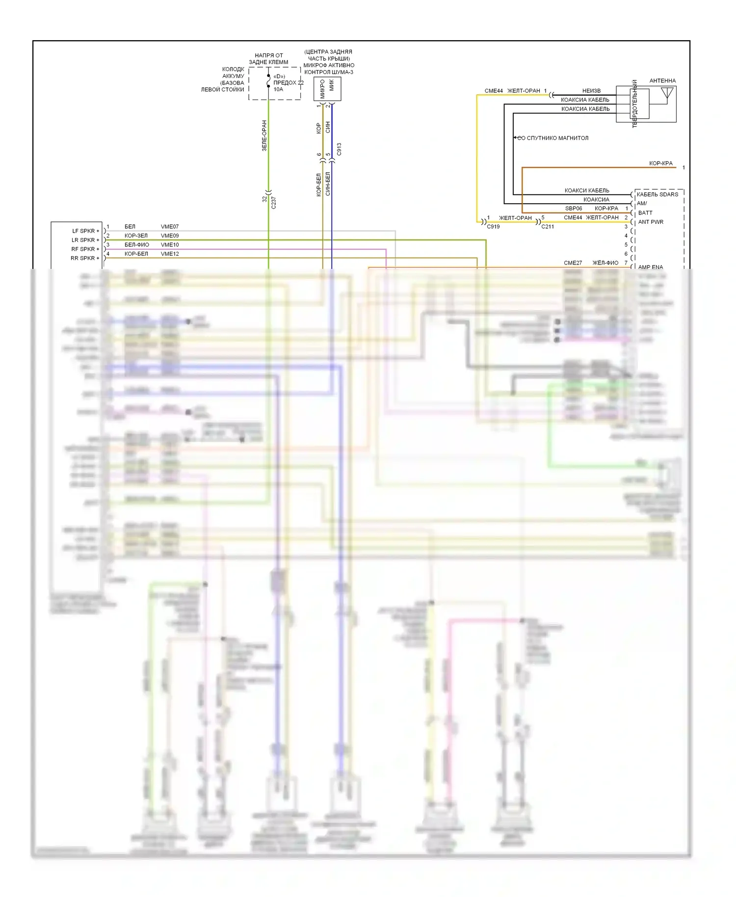 C-MAX Ford II (2010-2015): Электросхема радиосистемы премиум-класса (1 из 2) 