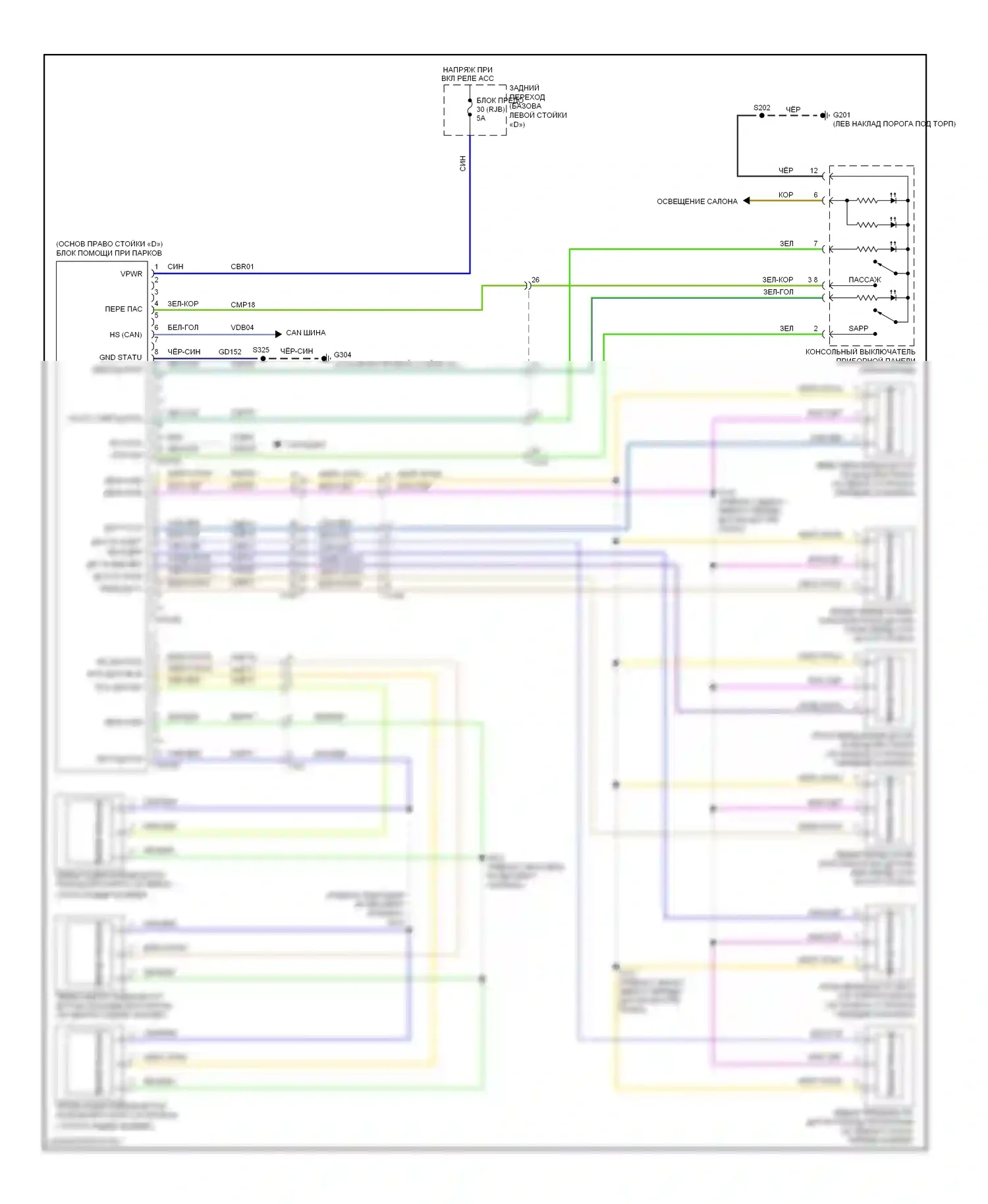 C-MAX Ford II (2010-2015): Электросхема парктроника 