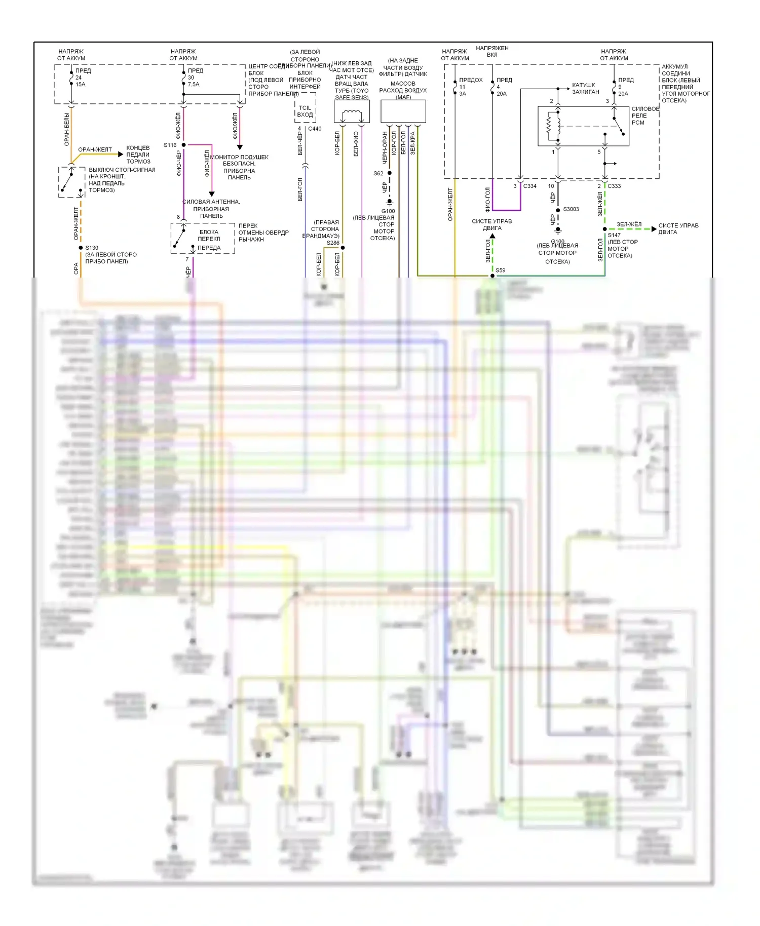 Contour Ford I рестайлинг (1997-2000): 2,5л, электросхема коробки передач 