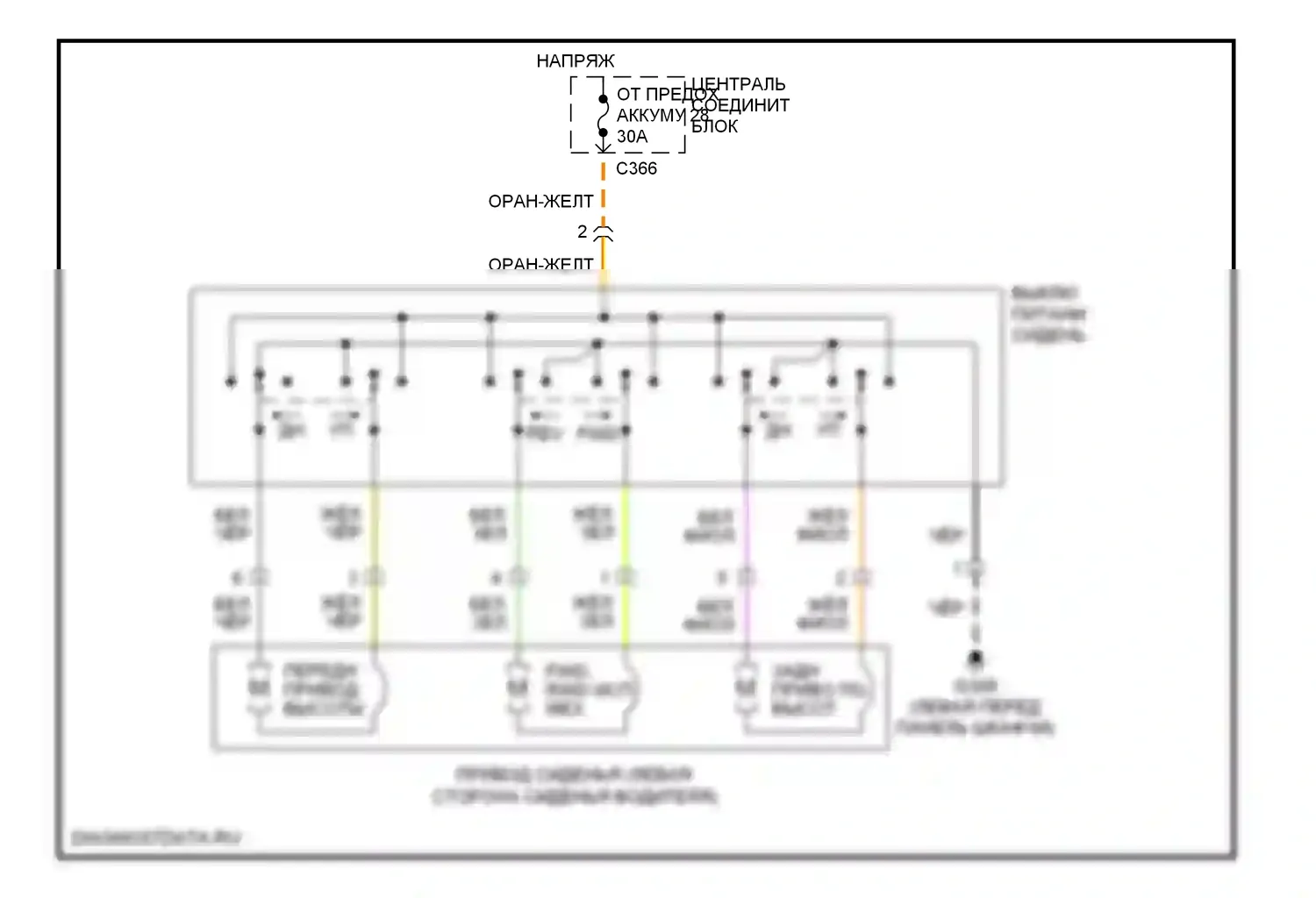 Contour Ford I рестайлинг (1997-2000): 6-сторонняя электросхема сиденья питания 