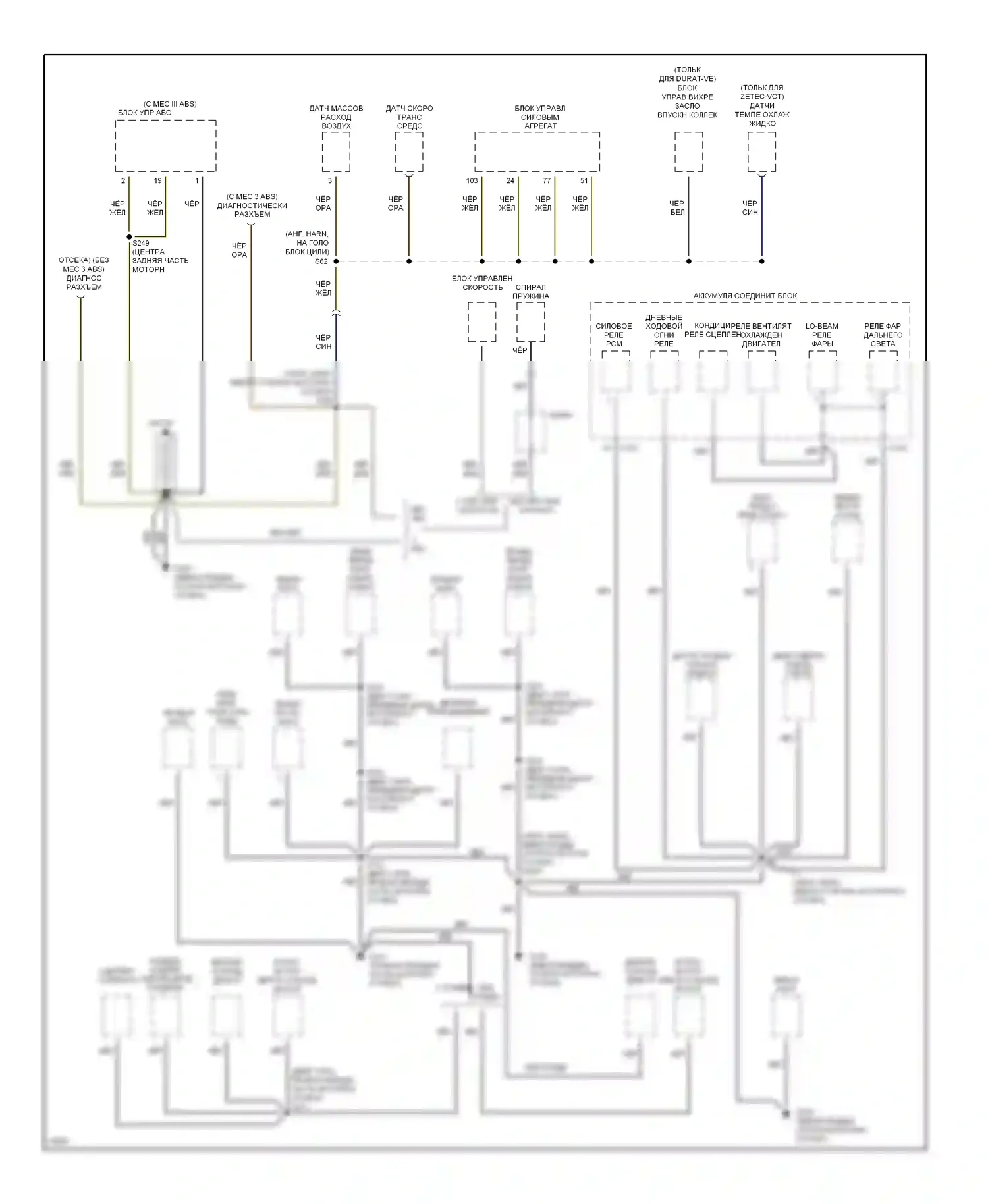 Contour Ford I рестайлинг (1997-2000): Электросхема точек подключения масс (1 из 3) 