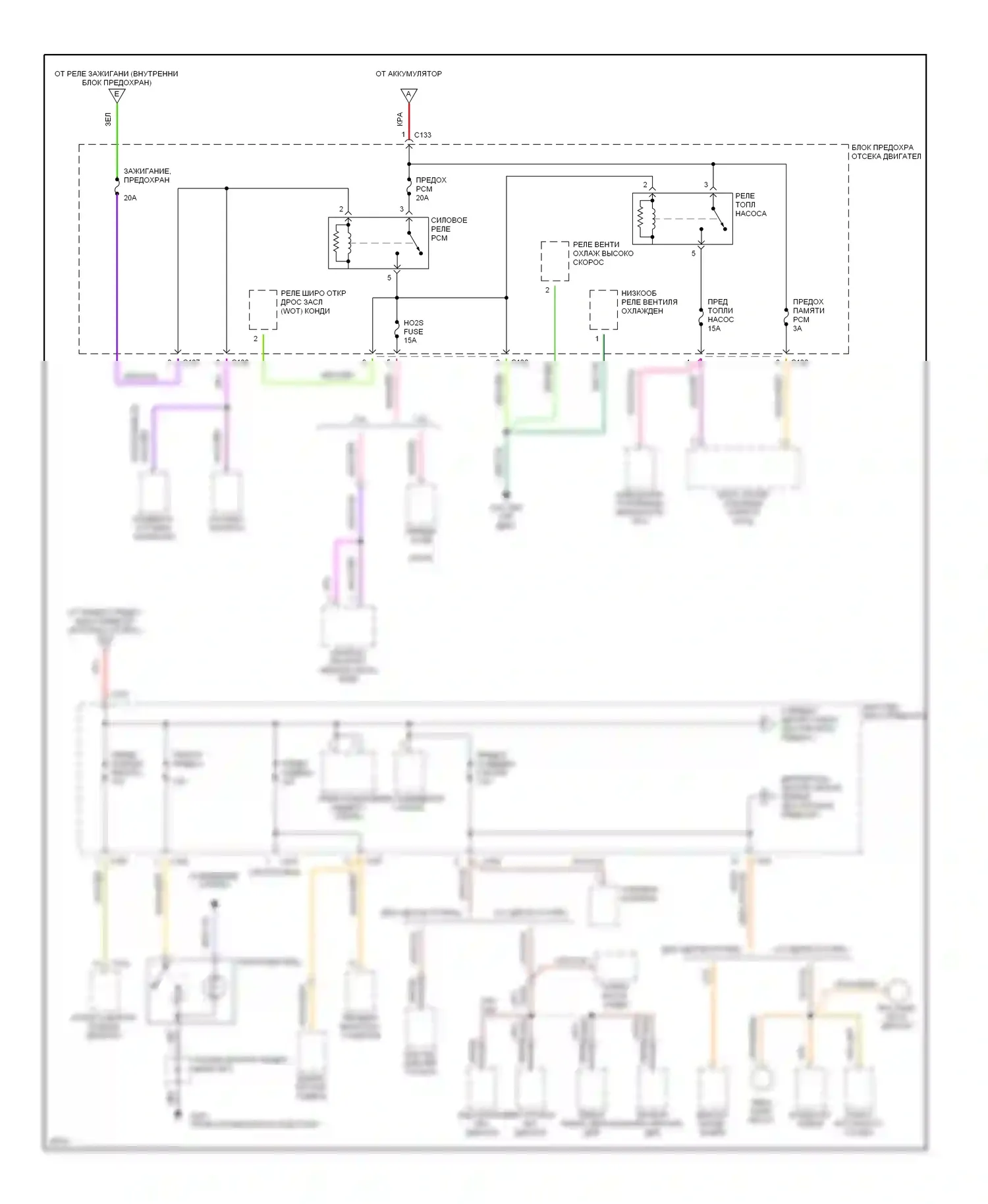 Contour Ford I (1994-1997): Электросхема блока предохранителей реле (2 из 3) 