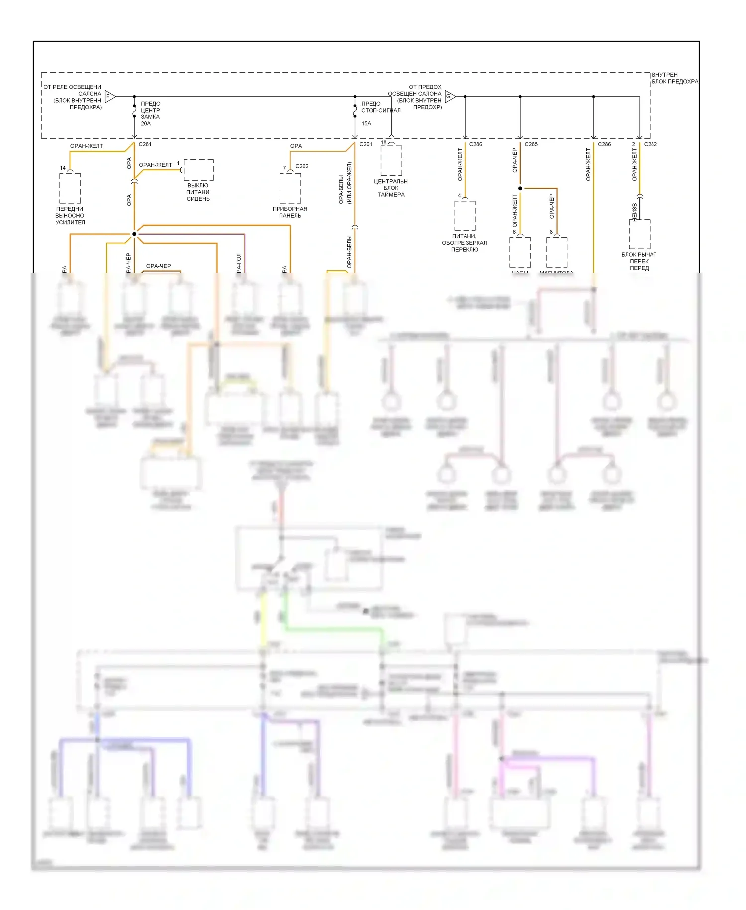 Contour Ford I (1994-1997): Электросхема блока предохранителей реле (3 из 3) 