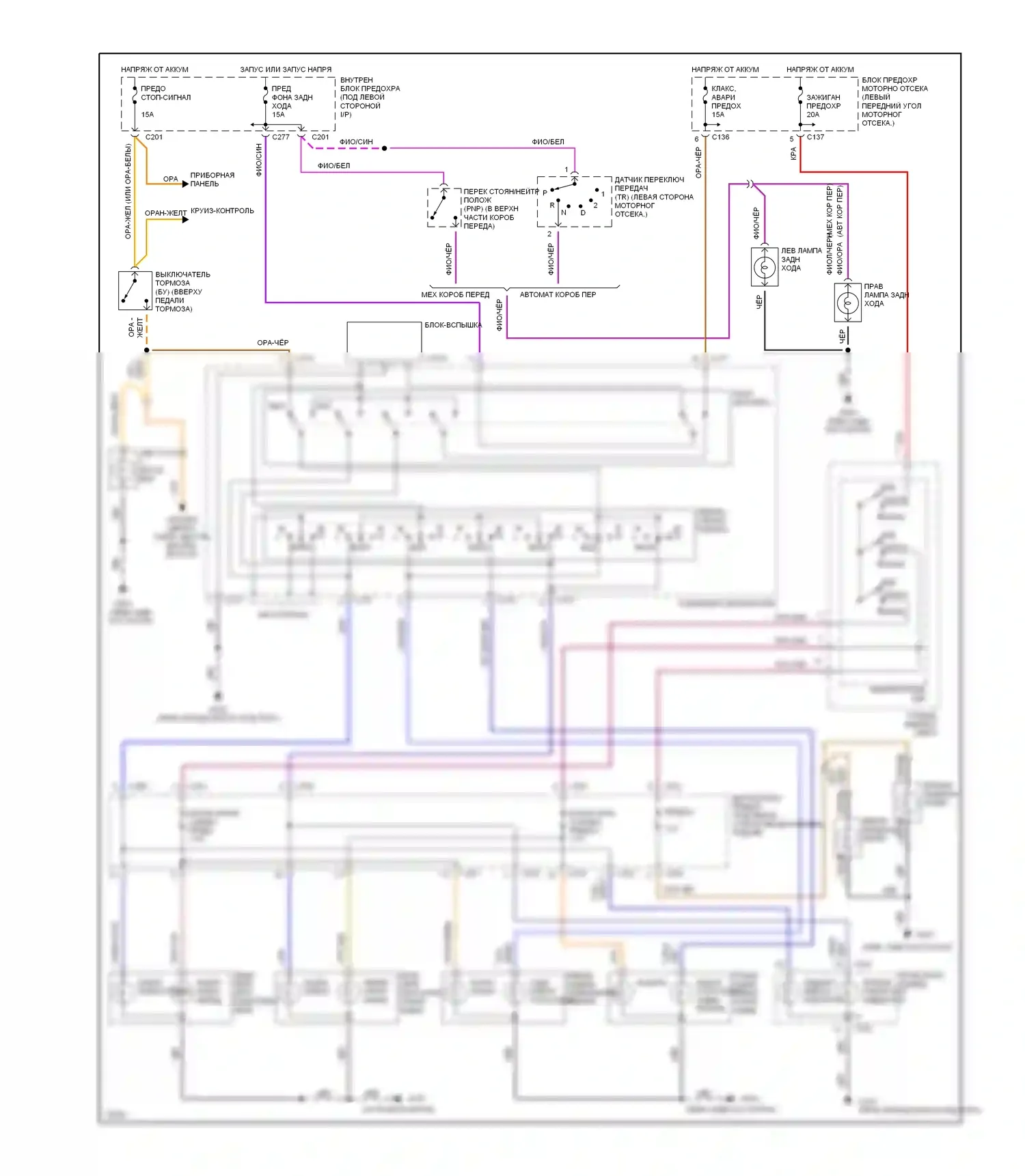 Contour Ford I (1994-1997): Электросхема внешнего освещения 
