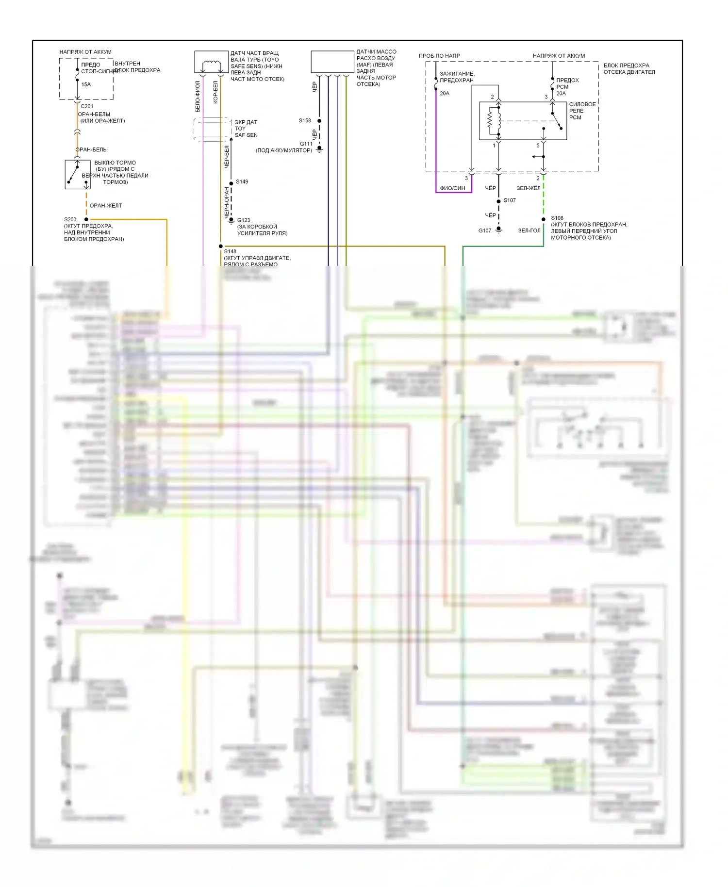 Contour Ford I (1994-1997): 2.0л, электросхема коробки передач 