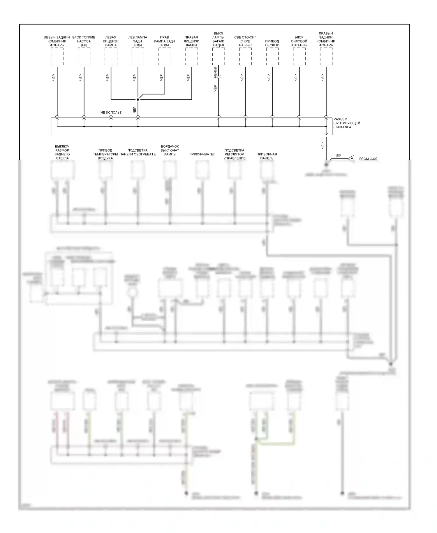 Contour Ford I (1994-1997): Электросхема точек подключения масс (3 из 3) 