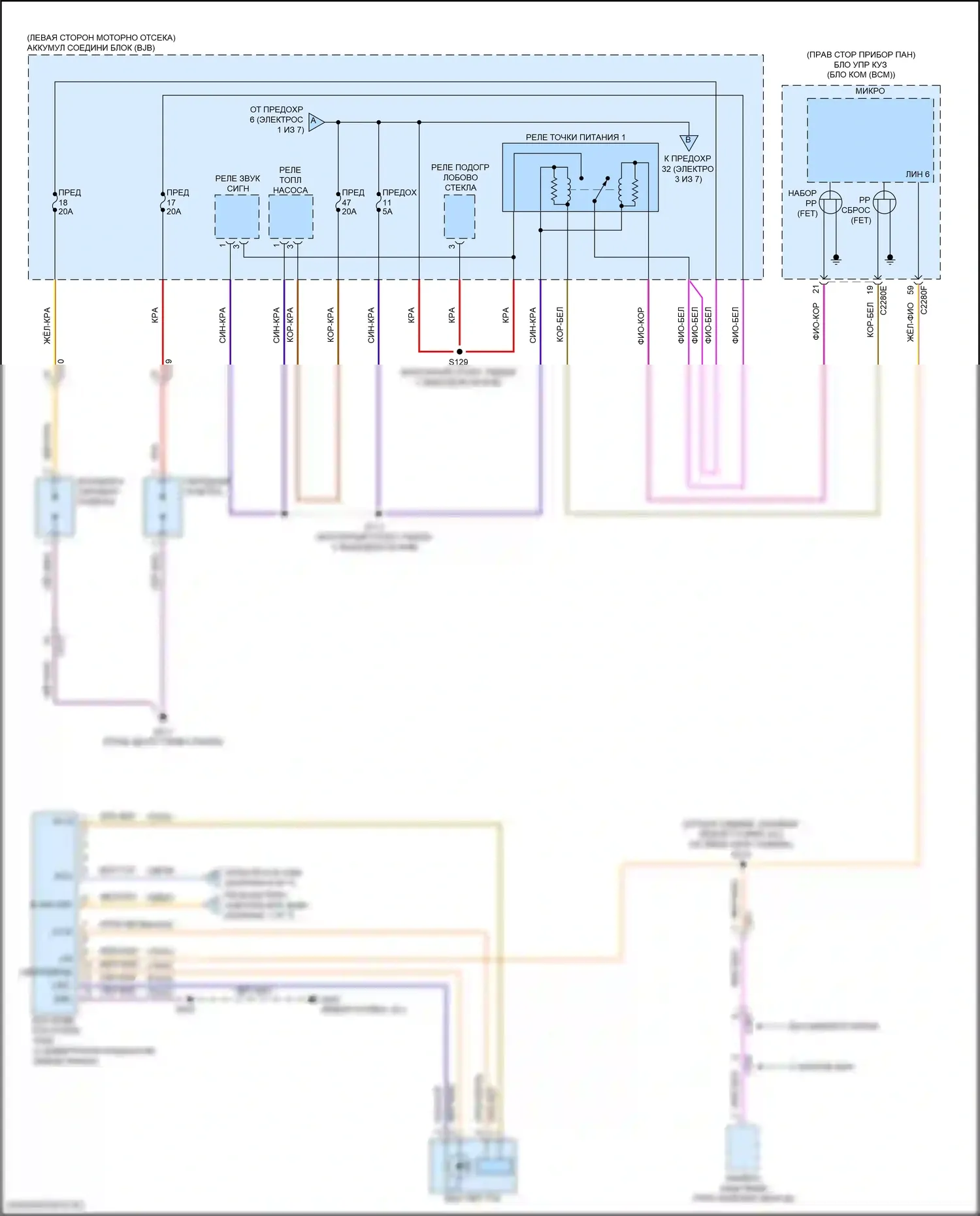 EcoSport Ford II рестайлинг (2017-2024): Электросхема блока предохранителей реле (2 из 7) 