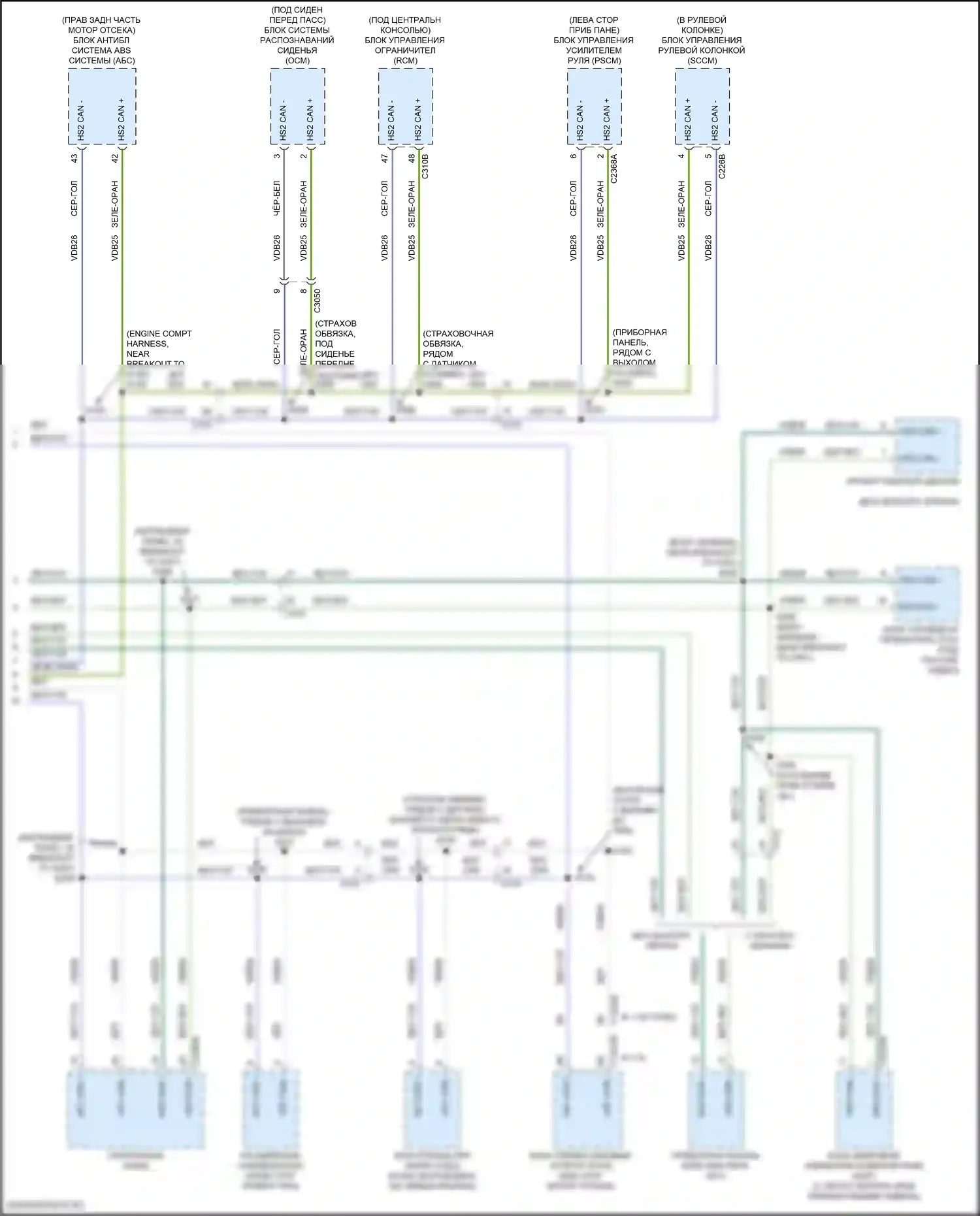 EcoSport Ford II рестайлинг (2017-2024): Can шина электросхема (2 из 2) 