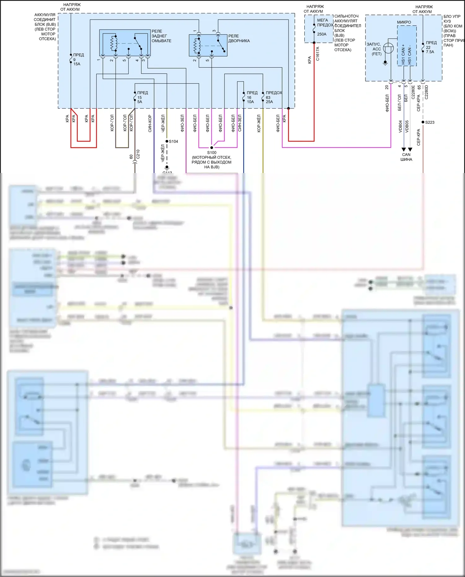 EcoSport Ford II рестайлинг (2017-2024): Дворники и омыватели электросхема 