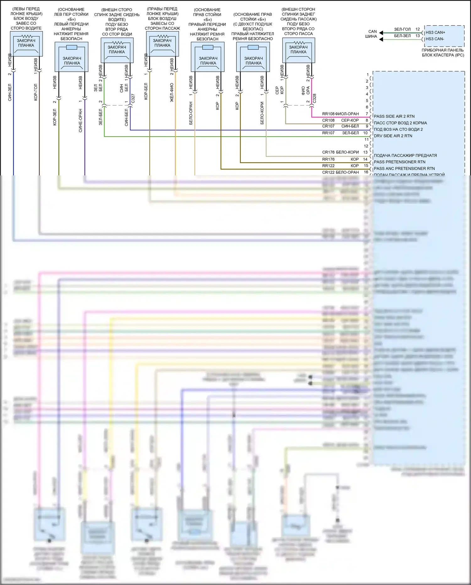 EcoSport Ford II рестайлинг (2017-2024): Электросхема подушек безопасности (3 из 3) 