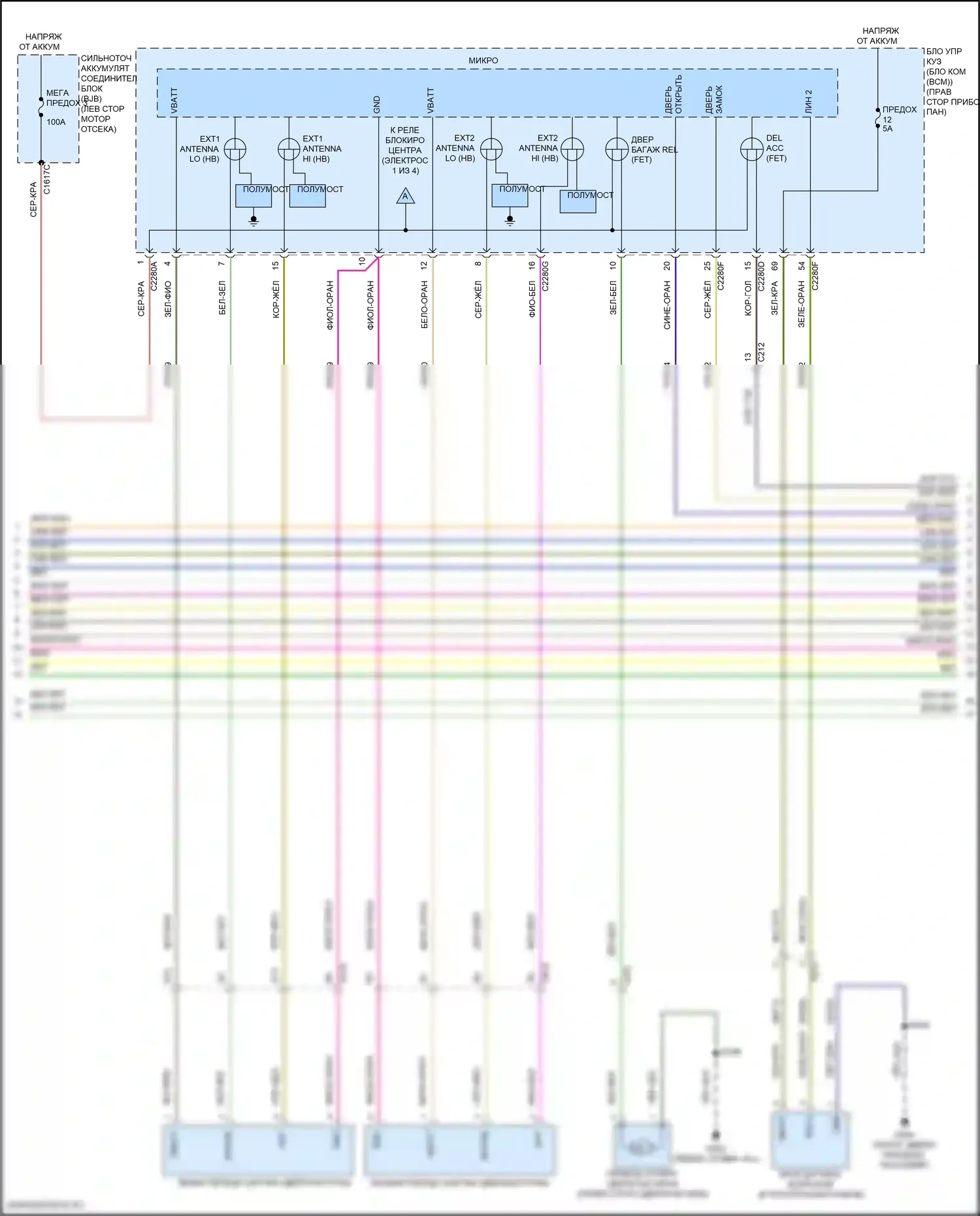 EcoSport Ford II рестайлинг (2017-2024): Электросхема центрального замка (2 из 4) 