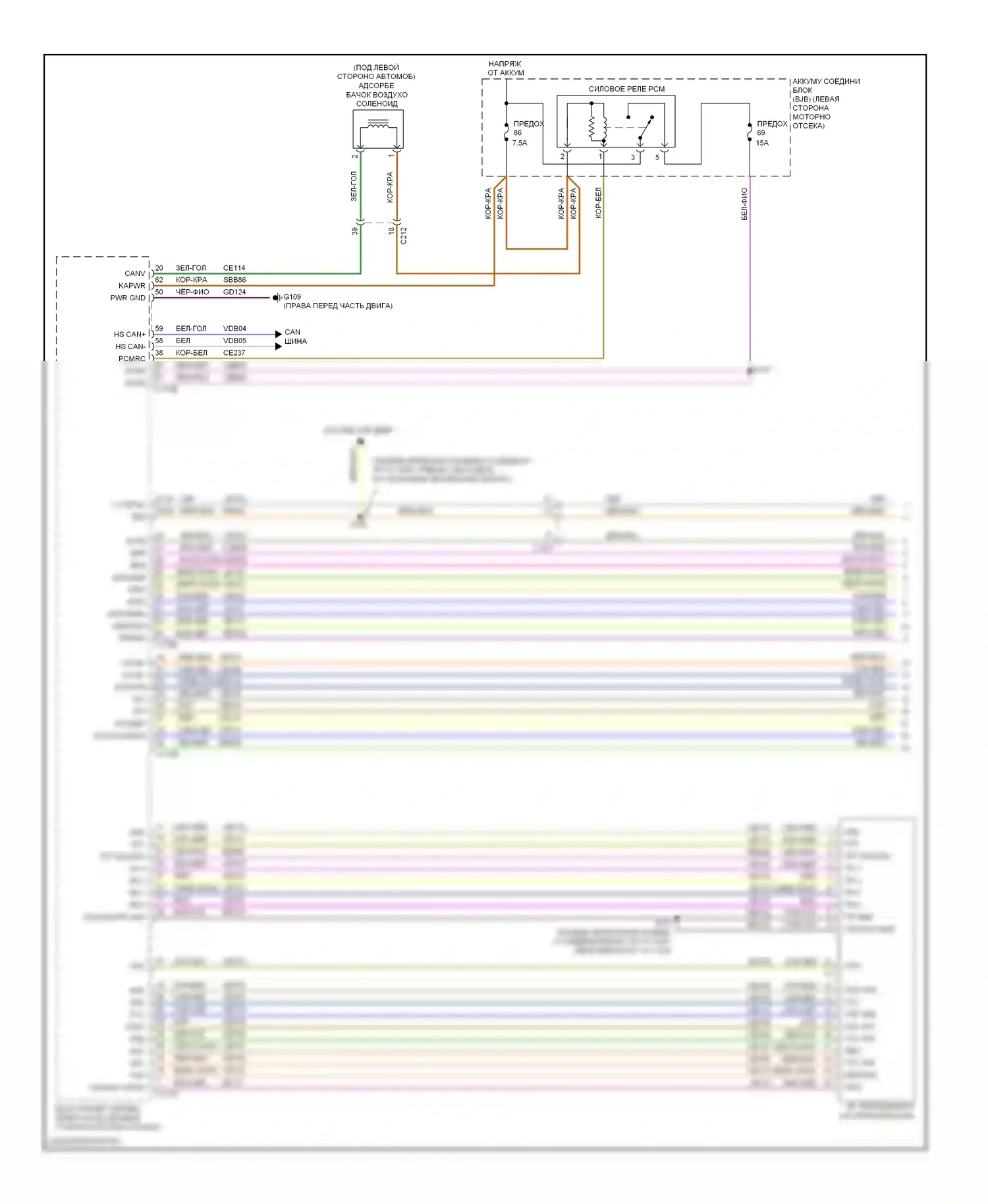 Edge Ford I рестайлинг (2010-2014): 3.7l, электросхема соединений автоматической коробки передач (1 из 2) 