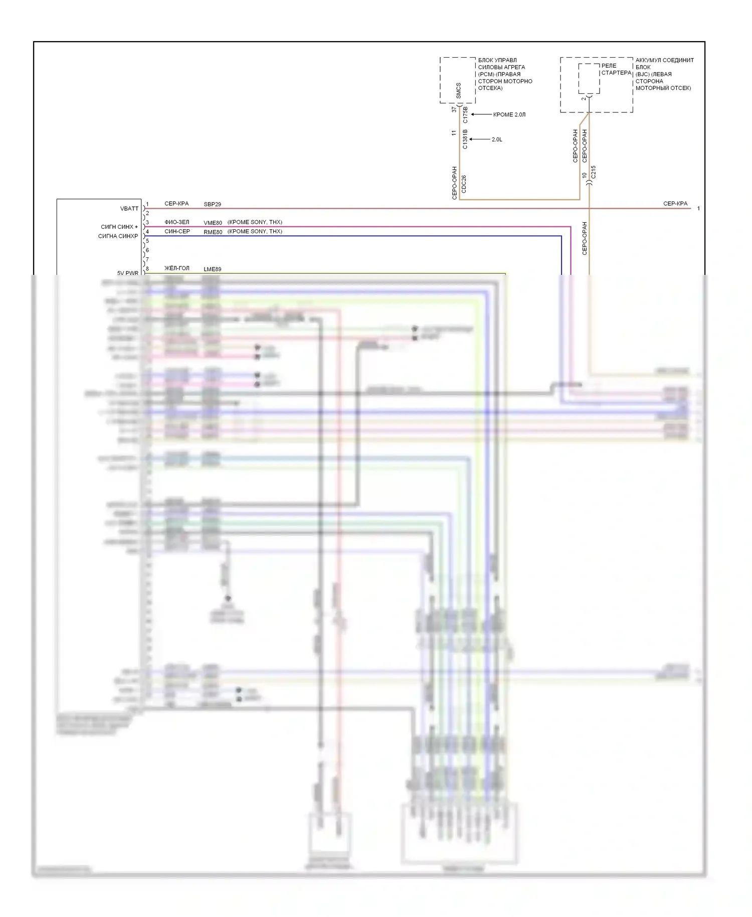 Edge Ford I рестайлинг (2010-2014): Электросхема соединений магнитолы синхронизации с генератором синхронизации 2 (1 из 2) 