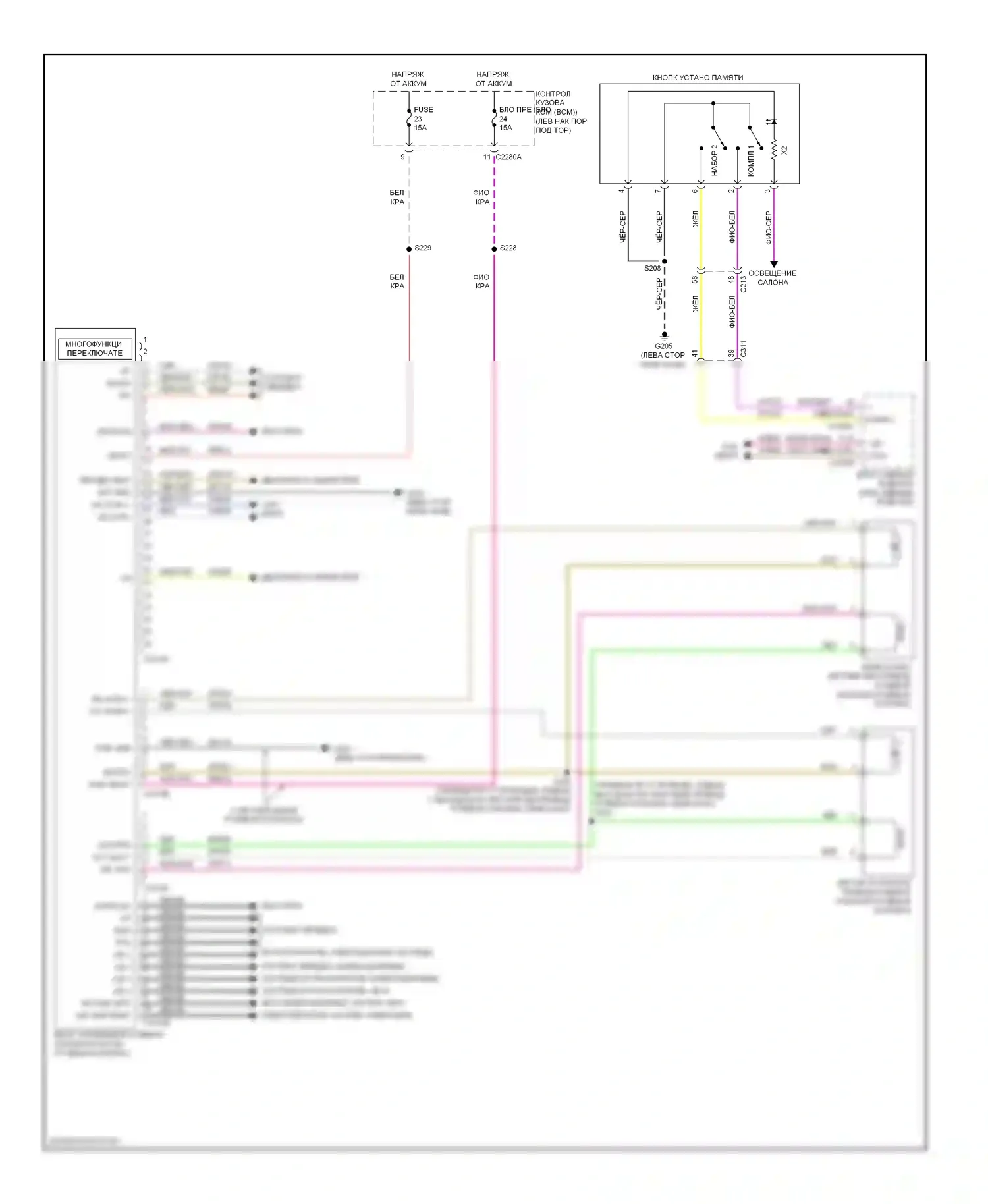 Edge Ford I рестайлинг (2010-2014): Электросхема памяти рулевой колонки 