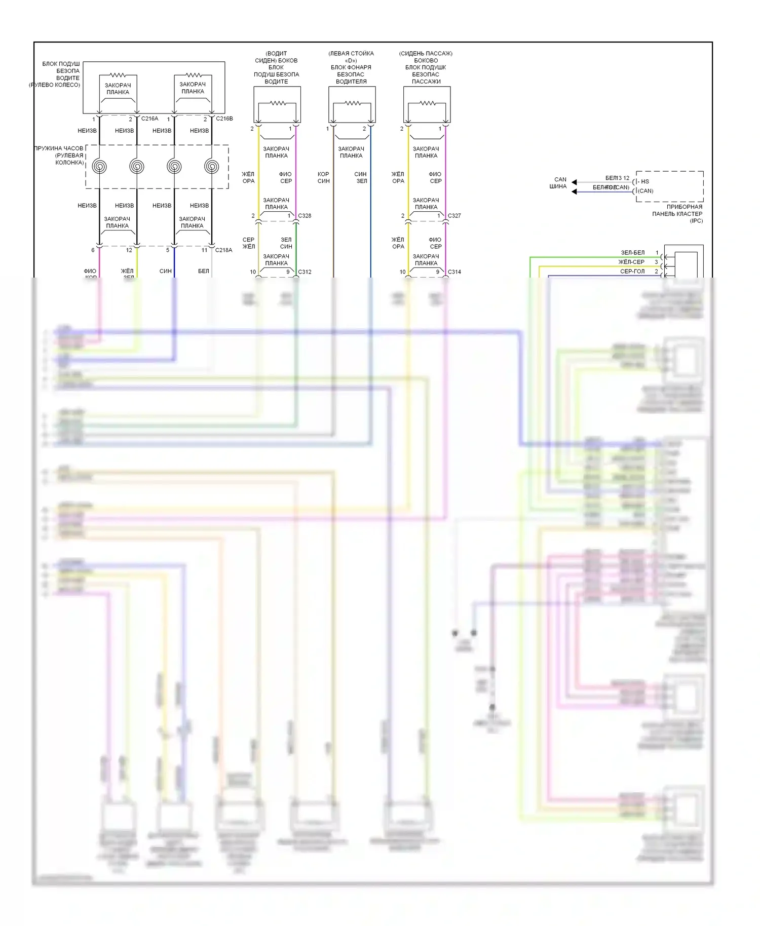 Edge Ford I рестайлинг (2010-2014): Электросхема подушек безопасности (2 из 2) 