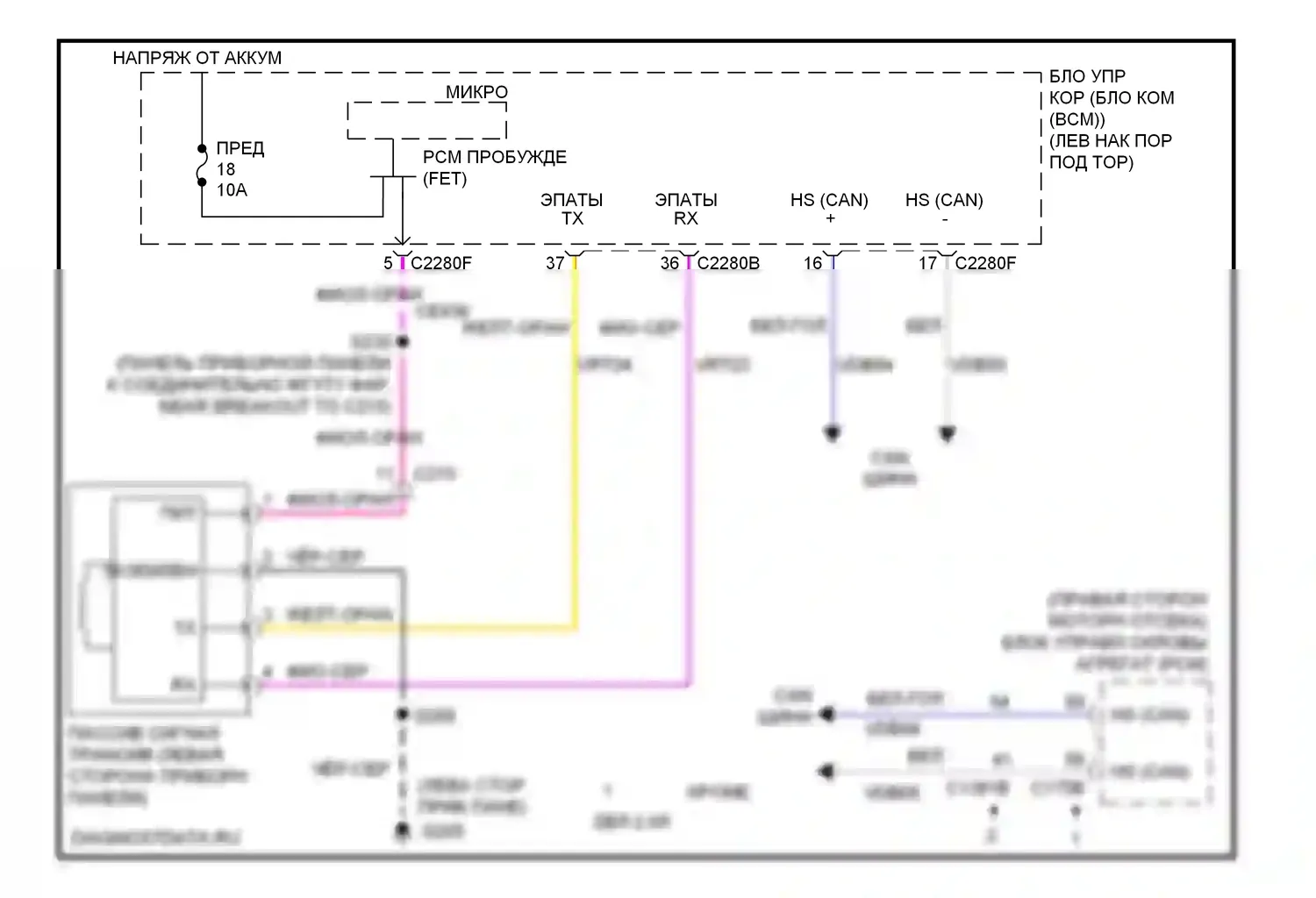 Edge Ford I рестайлинг (2010-2014): Пассивная сигнализации электросхема, без интеллектуального доступа 
