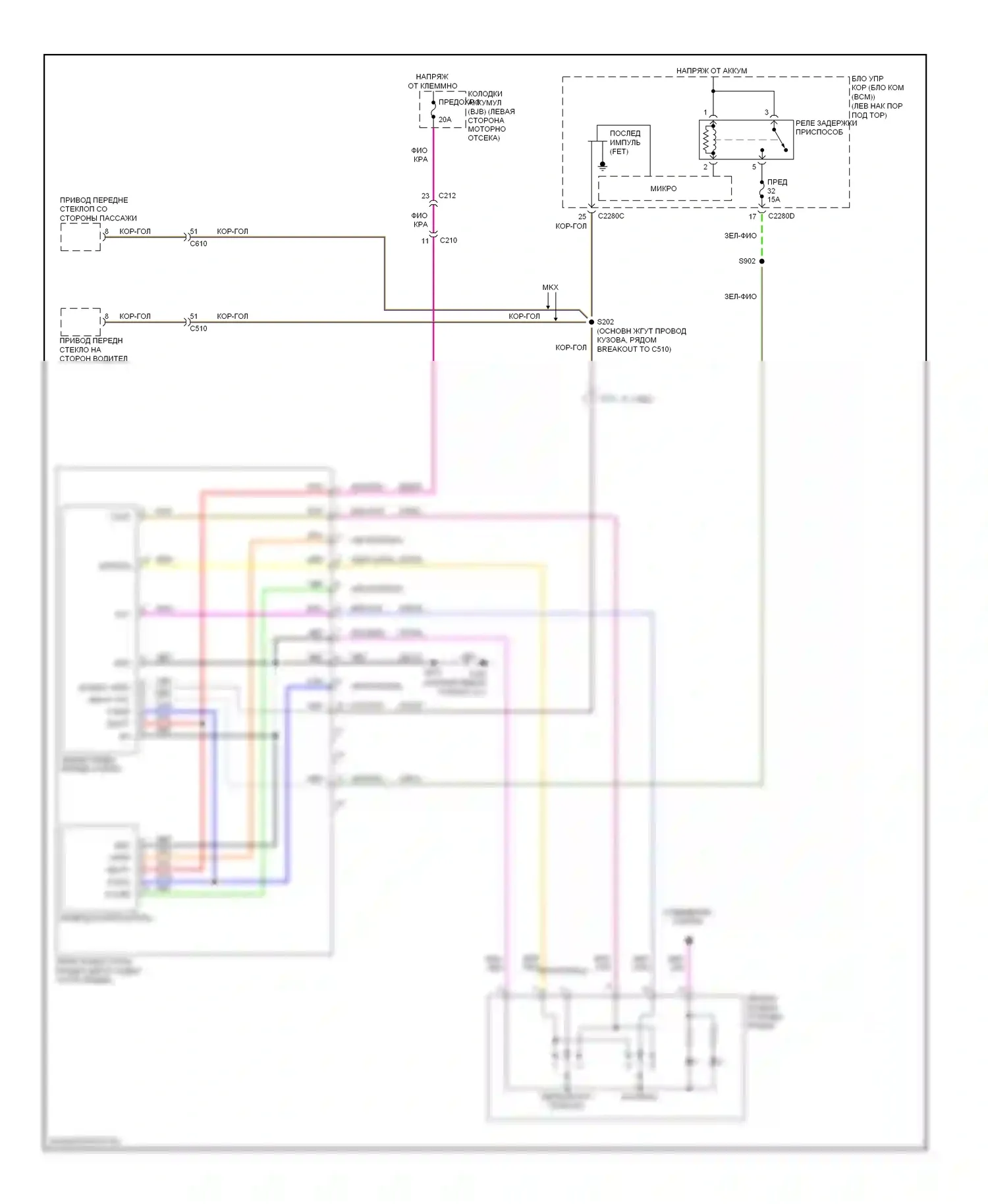 Edge Ford I рестайлинг (2010-2014): Электросхема складной крыши/люка 