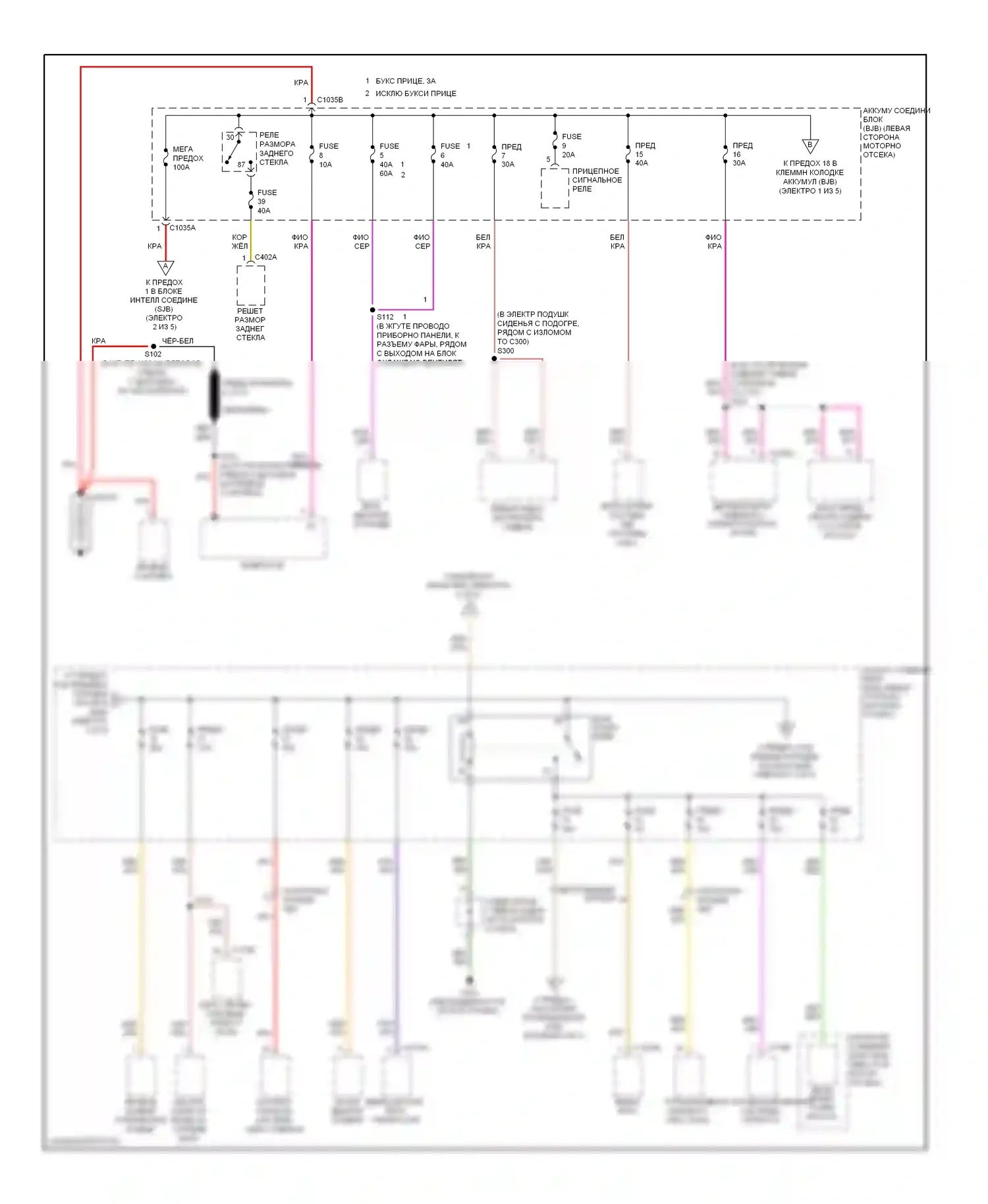Edge Ford I (2006-2010): Электросхема блока предохранителей реле (1 из 5) 