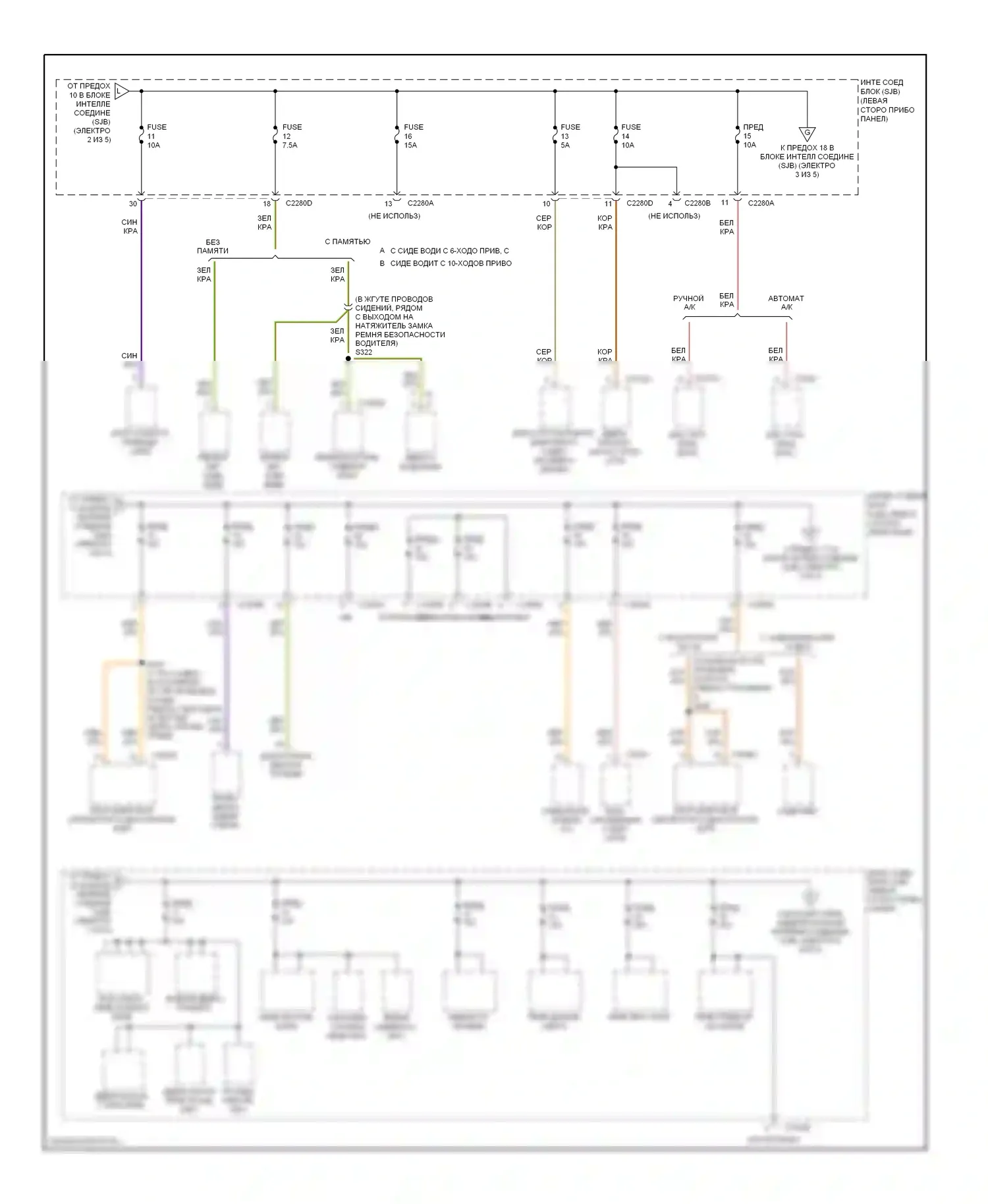 Edge Ford I (2006-2010): Электросхема блока предохранителей реле (3 из 5) 