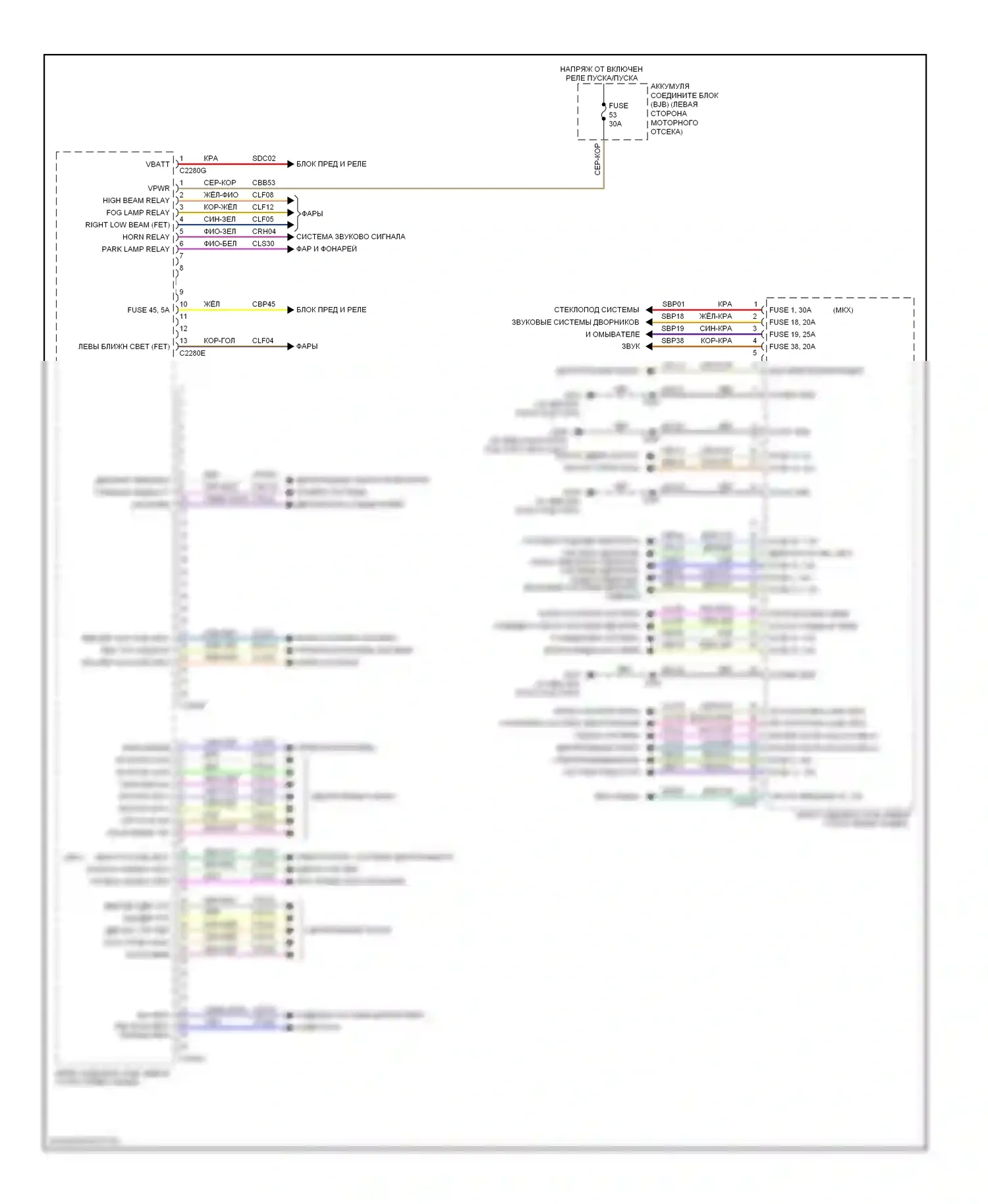 Edge Ford I (2006-2010): Электросхема блоков управления кузовом (1 из 2) 