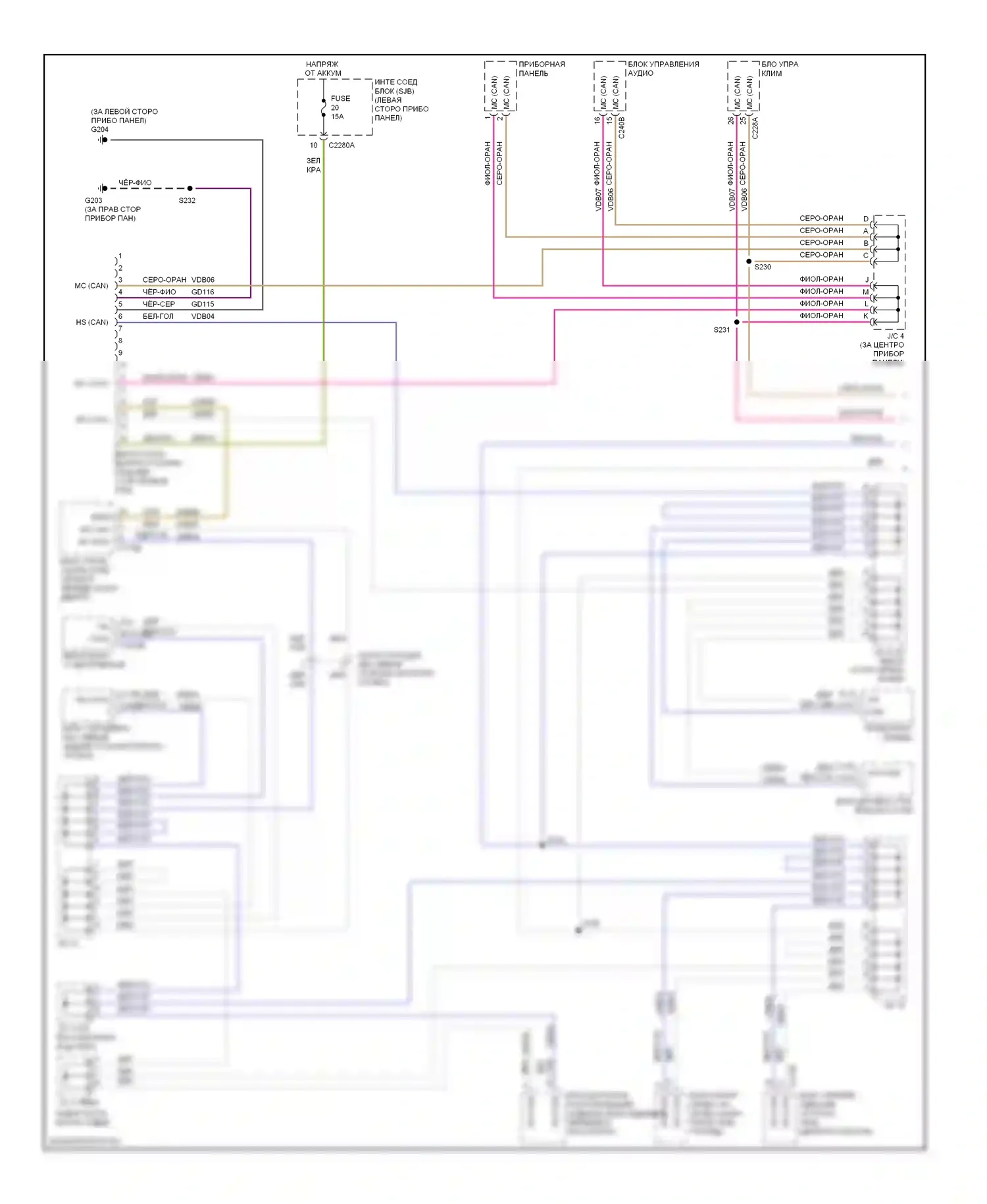 Edge Ford I (2006-2010): Can шина электросхема (1 из 2) 