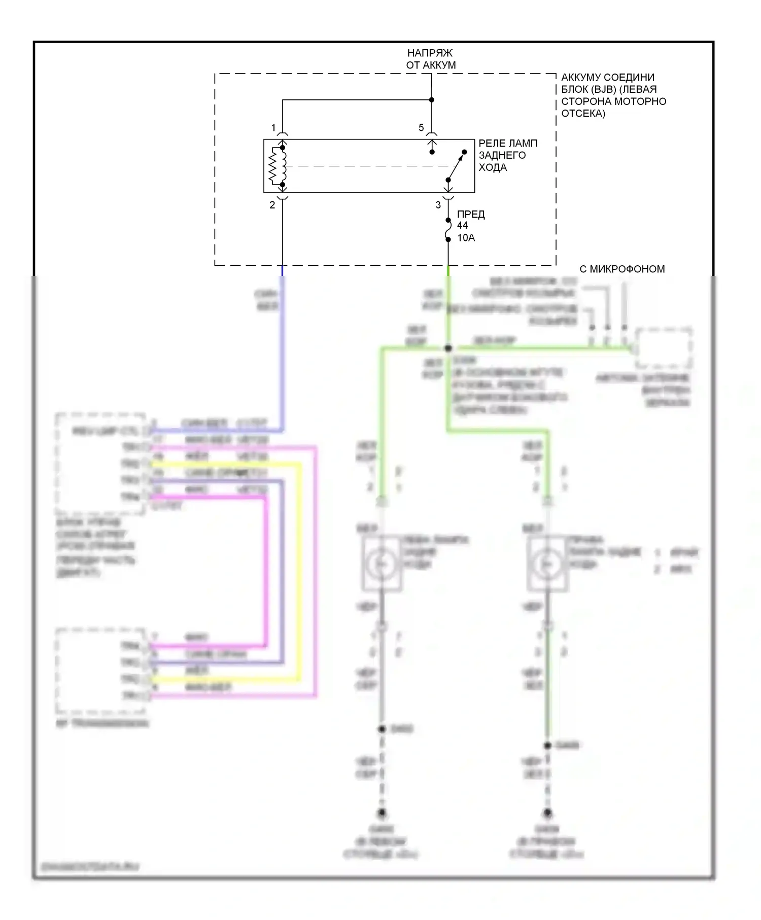 Edge Ford I (2006-2010): Электросхема фонарей заднего хода 