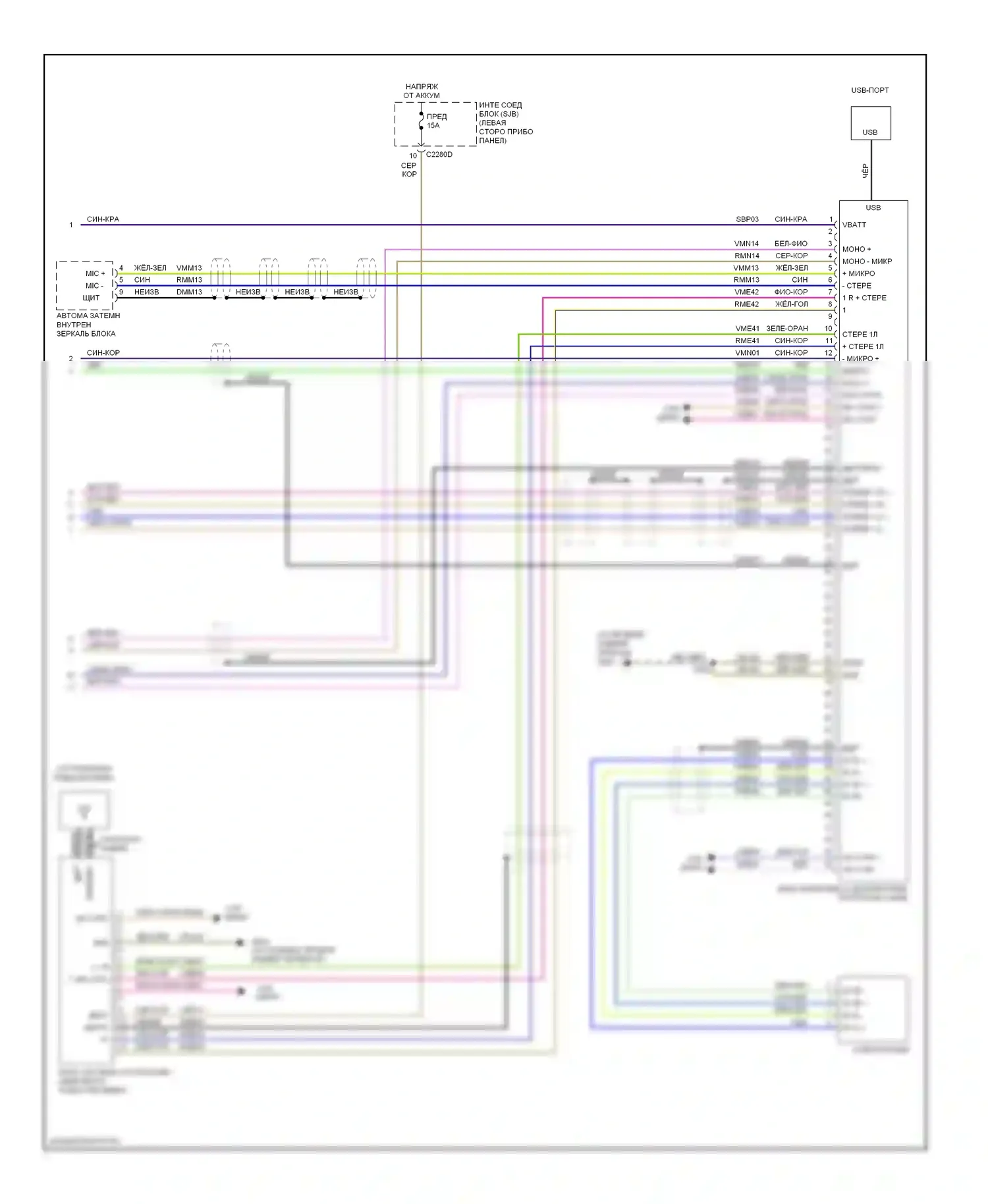 Edge Ford I (2006-2010): Электросхема магнитолы премиум-класса, с синхронизацией (3 из 3) 