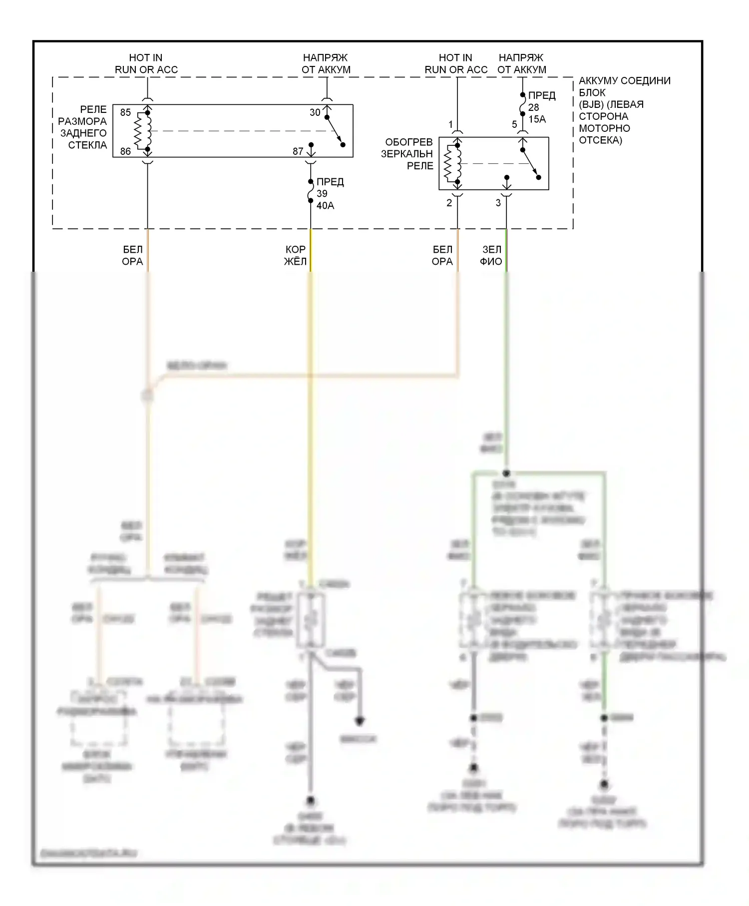 Edge Ford I (2006-2010): Электросхема подогрева стекол 