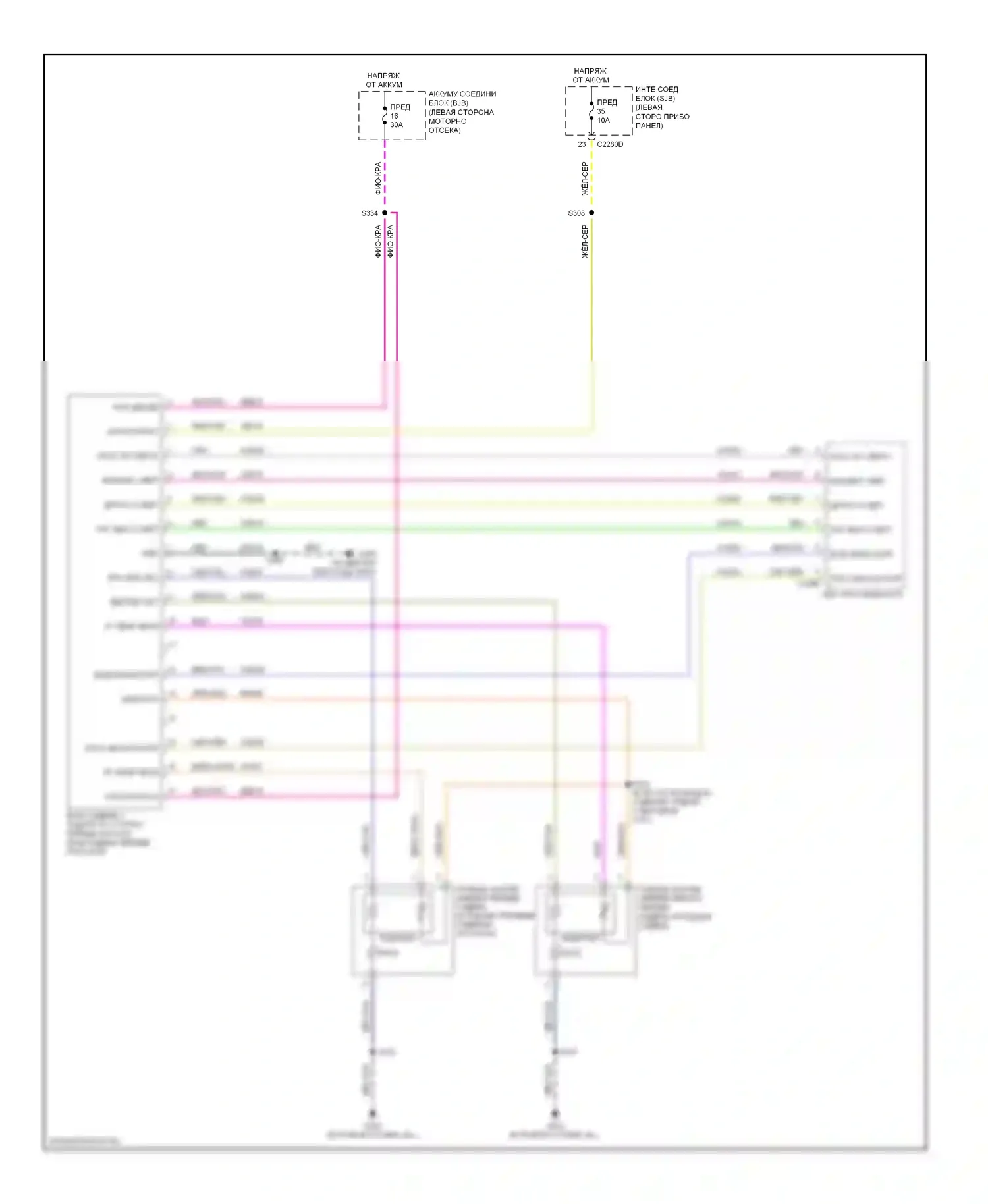Edge Ford I (2006-2010): Электросхема обогреваемых сидений 