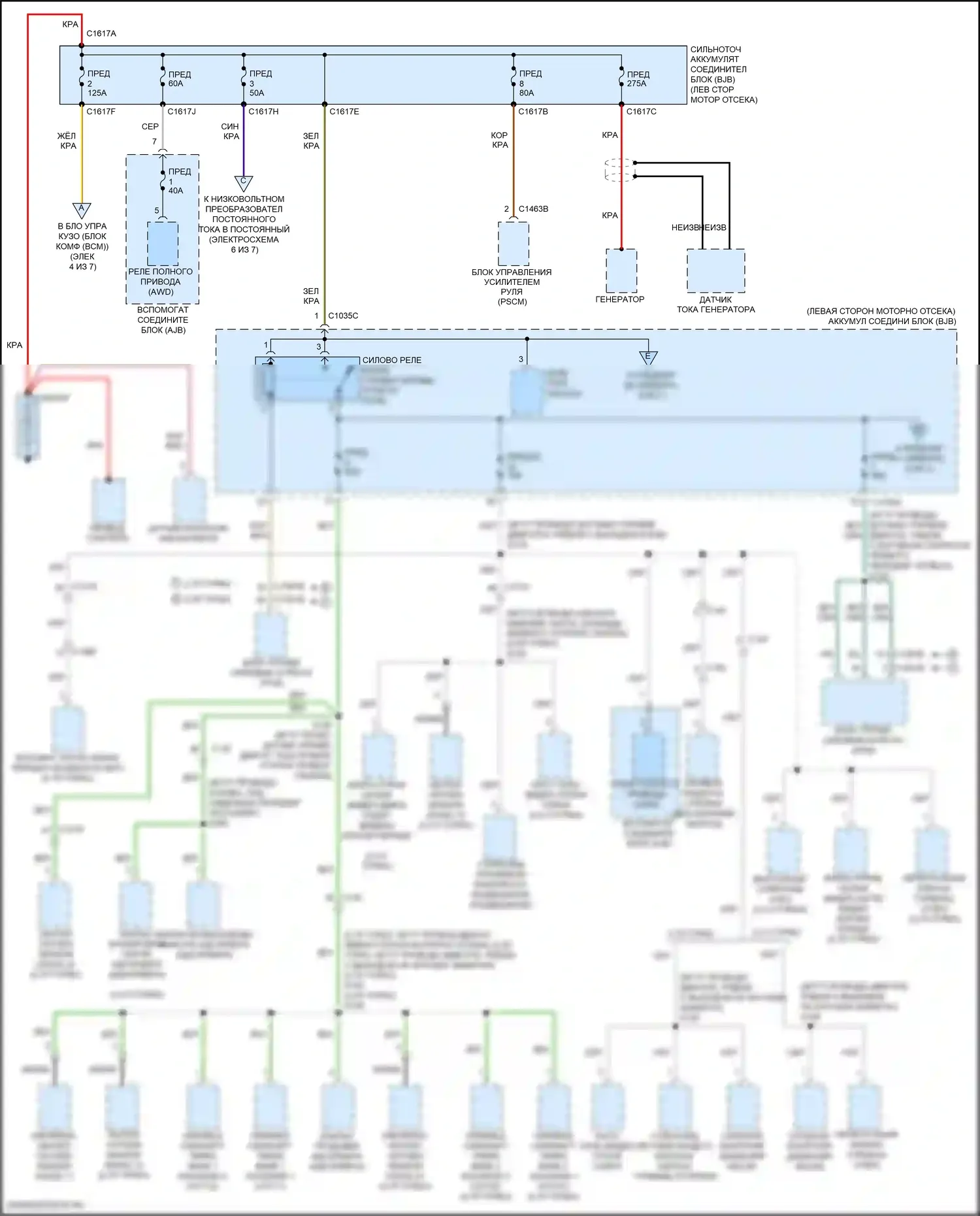 Edge Ford II рестайлинг (2018-2023): Электросхема блока предохранителей реле (1 из 7) 