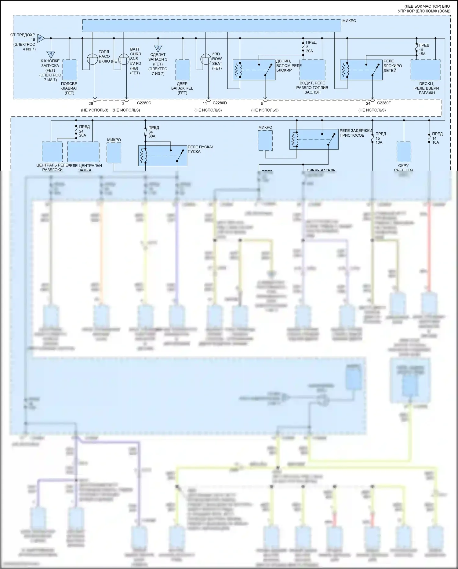 Edge Ford II рестайлинг (2018-2023): Электросхема блока предохранителей реле (5 из 7) 
