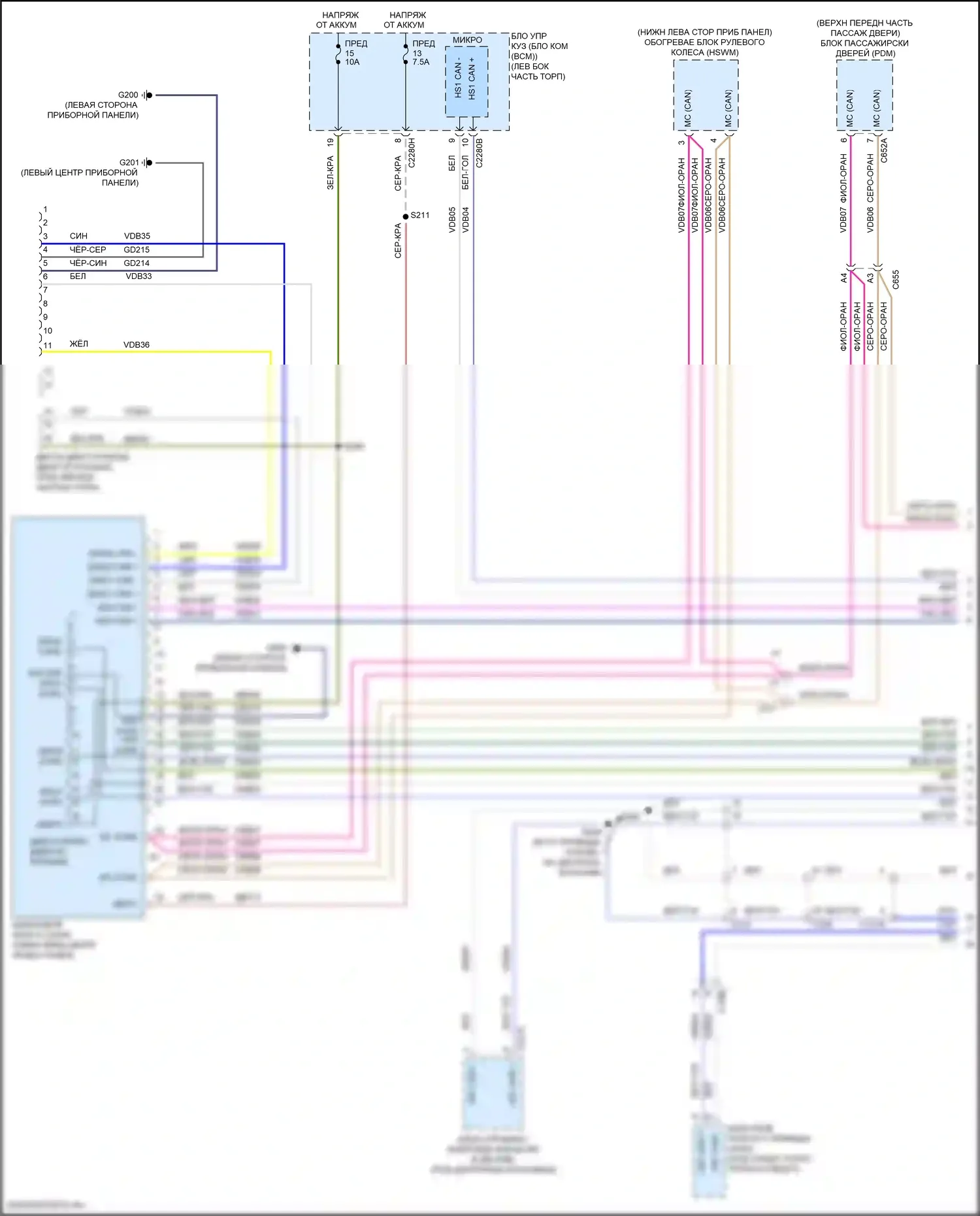 Edge Ford II рестайлинг (2018-2023): Can шина электросхема (1 из 4) 
