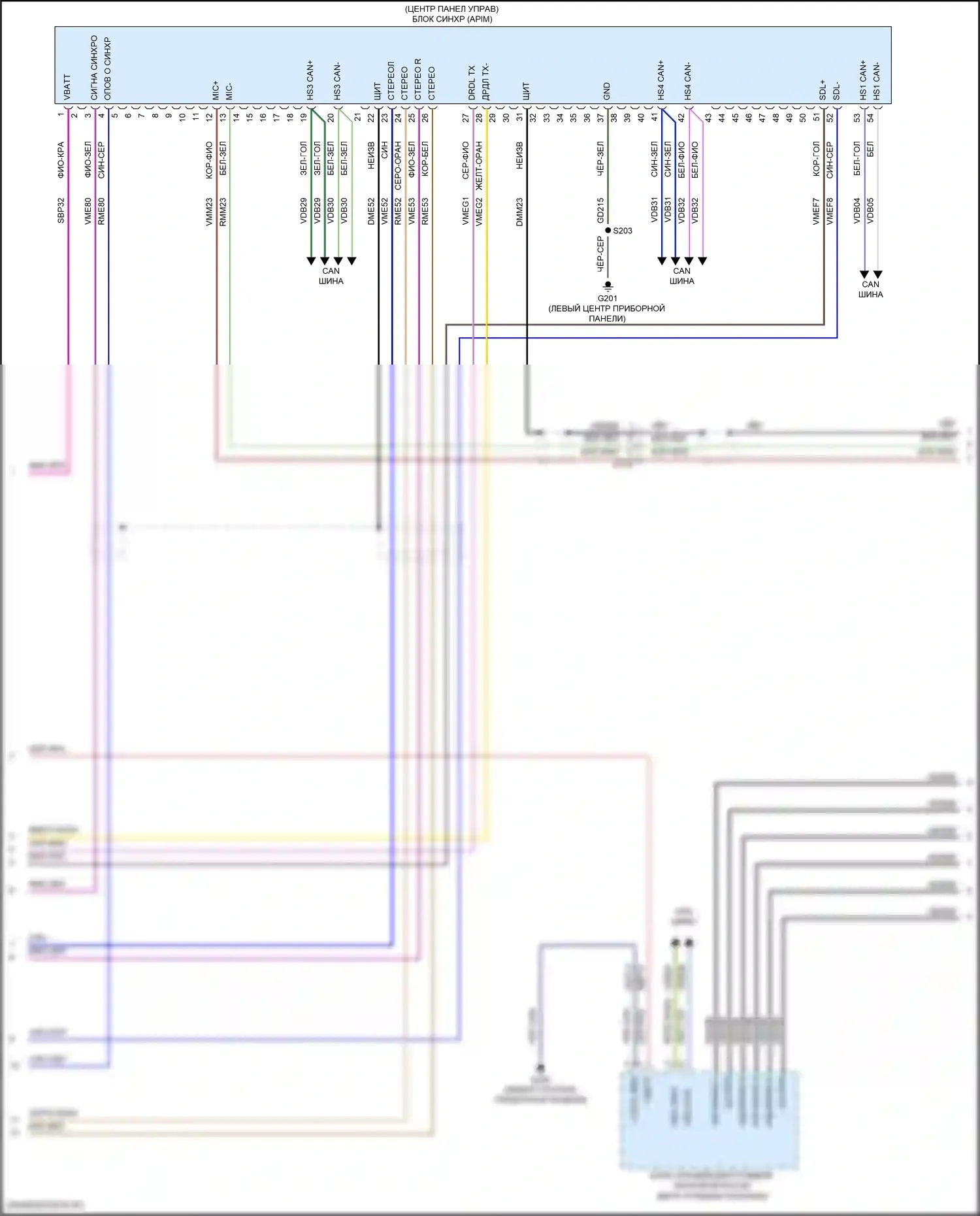 Edge Ford II рестайлинг (2018-2023): Электросхема магнитола, без сенсорного экрана (3 из 4) 
