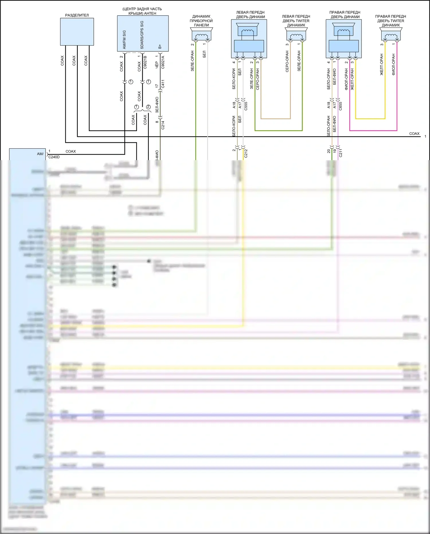 Edge Ford II рестайлинг (2018-2023): Электросхема магнитола, с сенсорным экраном (1 из 4) 