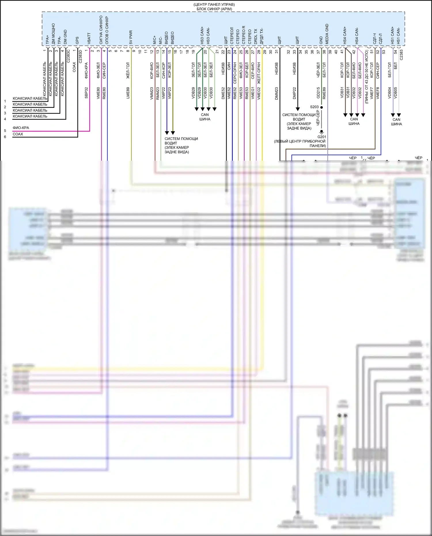 Edge Ford II рестайлинг (2018-2023): Электросхема магнитола, с сенсорным экраном (3 из 4) 