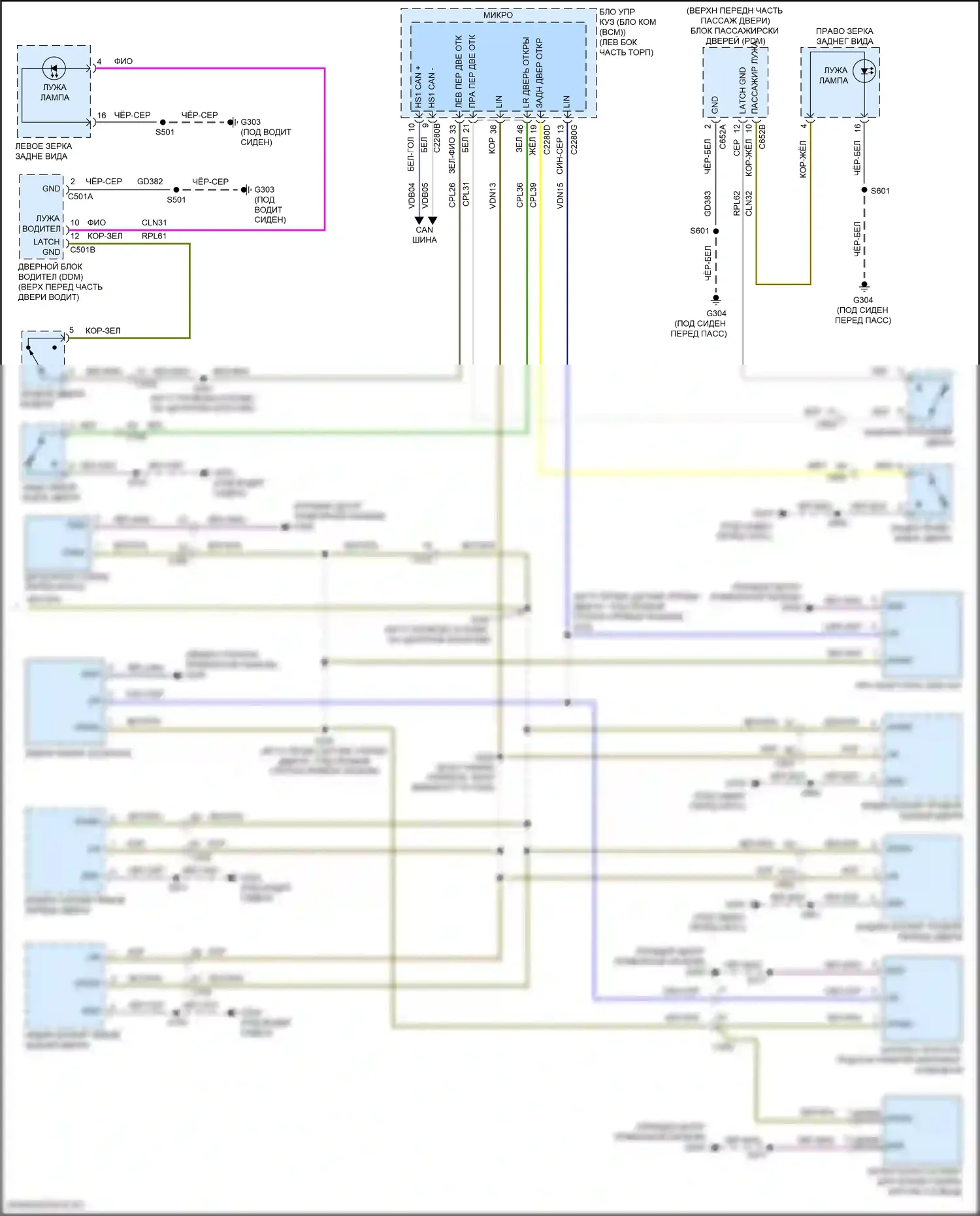 Edge Ford II рестайлинг (2018-2023): Электросхема освещения салона (2 из 2) 
