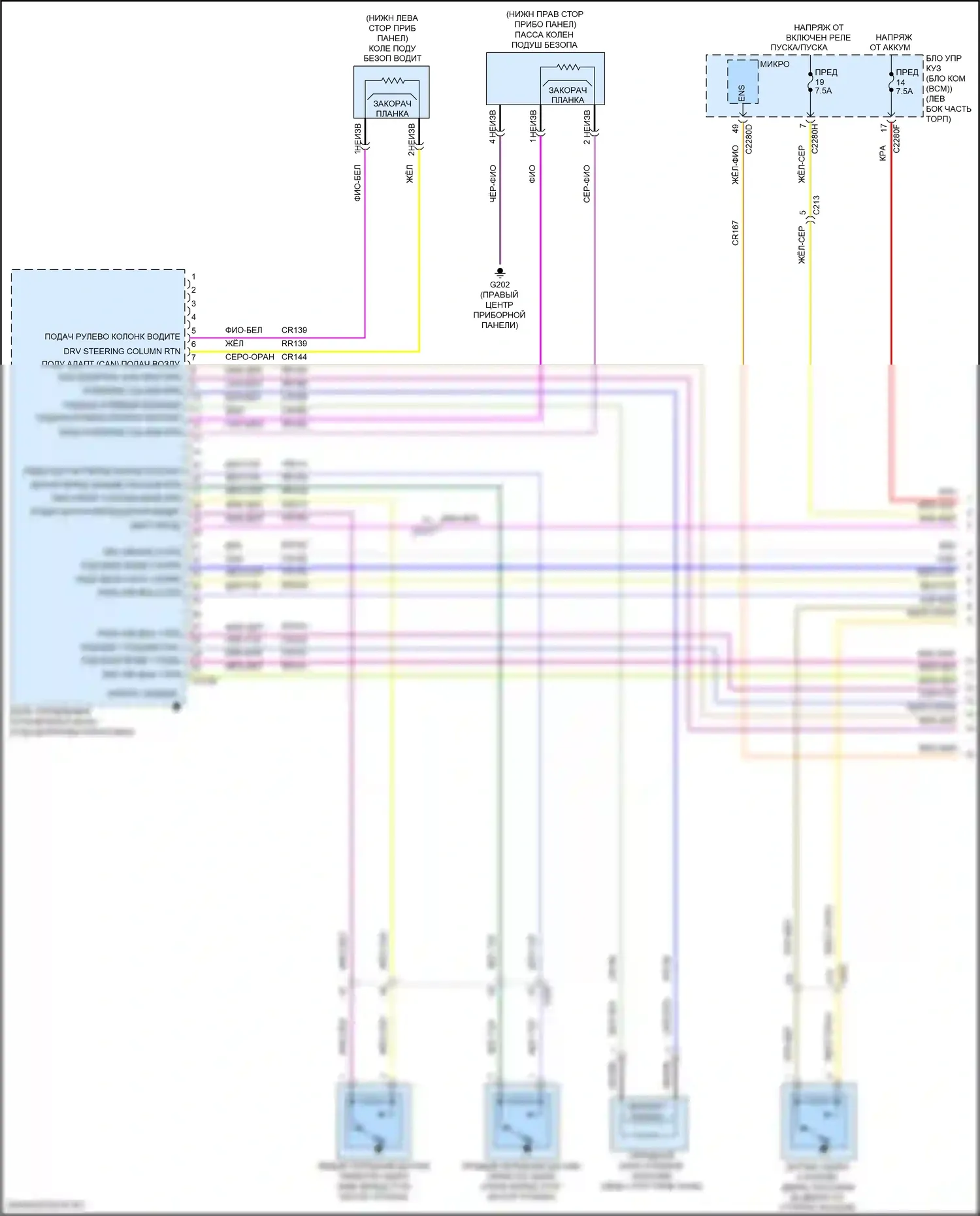 Edge Ford II рестайлинг (2018-2023): Электросхема подушек безопасности (1 из 4) 