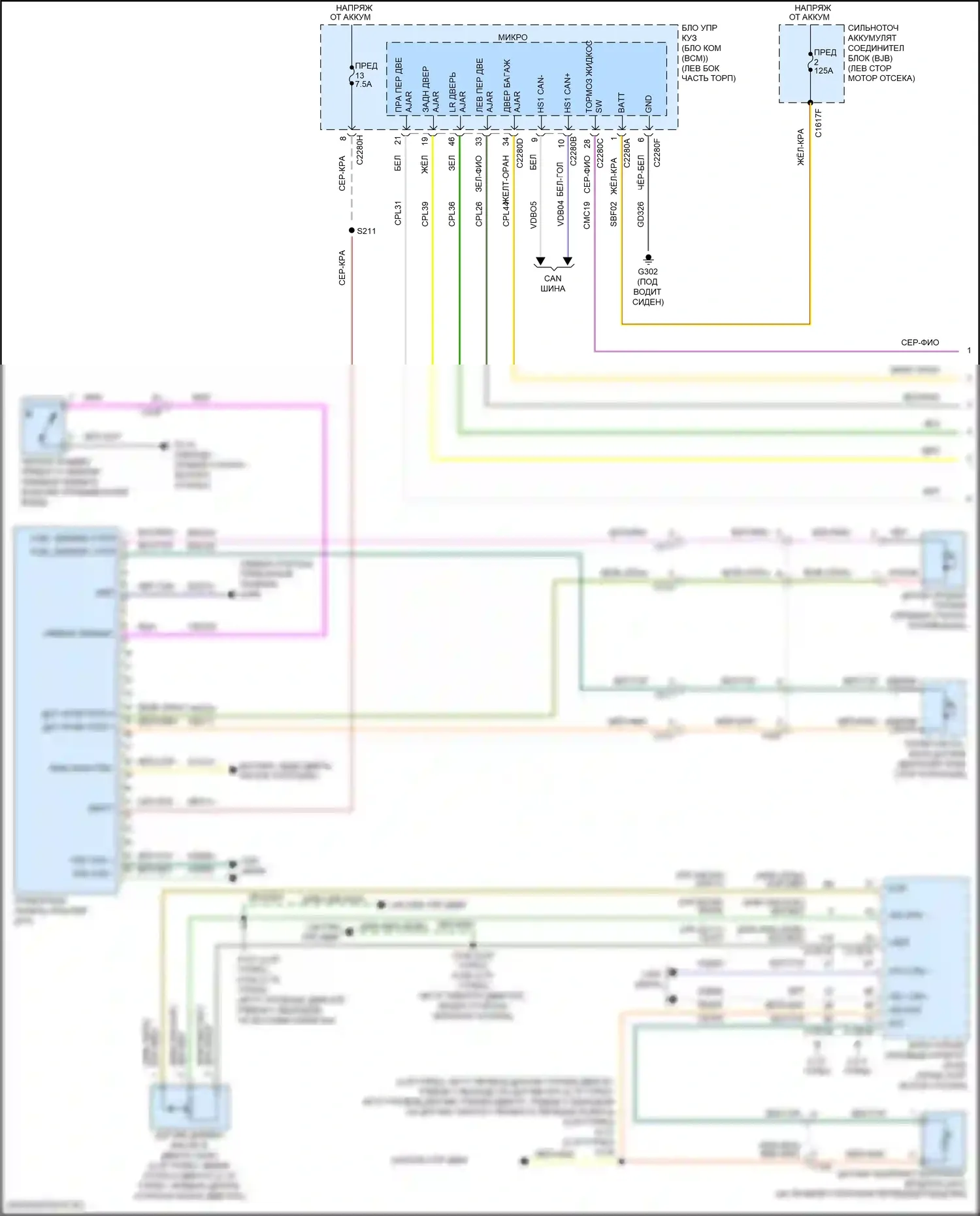 Edge Ford II рестайлинг (2018-2023): Электросхема приборной панели (1 из 3) 