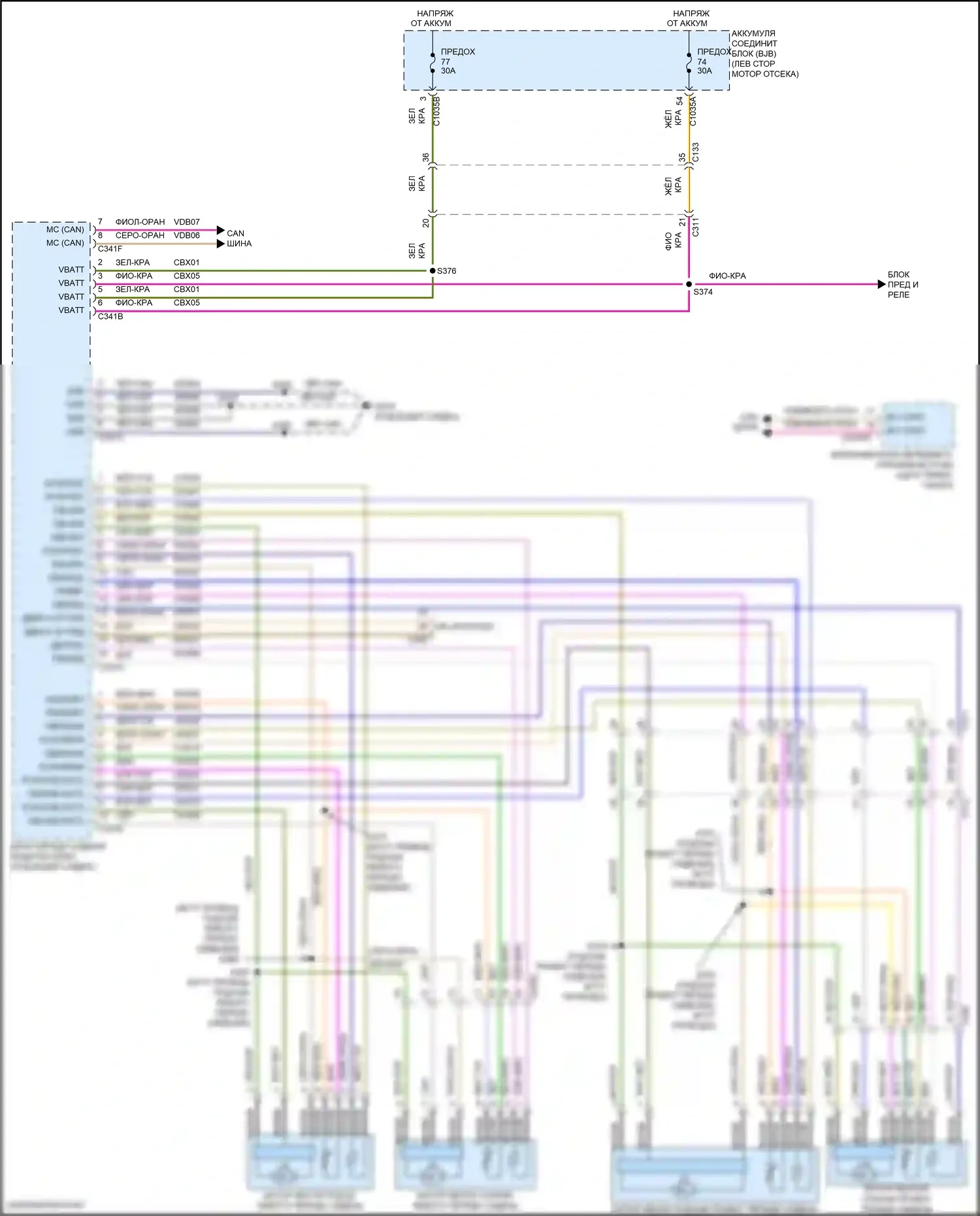 Edge Ford II рестайлинг (2018-2023): Электросхема сидений климат-контроля 