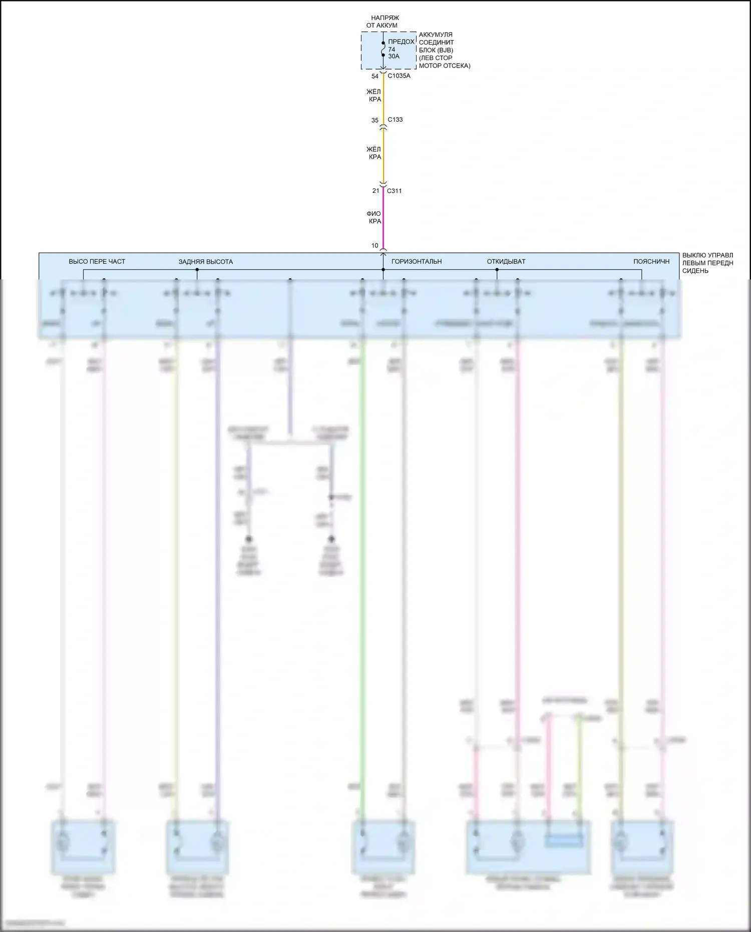 Edge Ford II рестайлинг (2018-2023): Питание водительского сиденья электросхема 